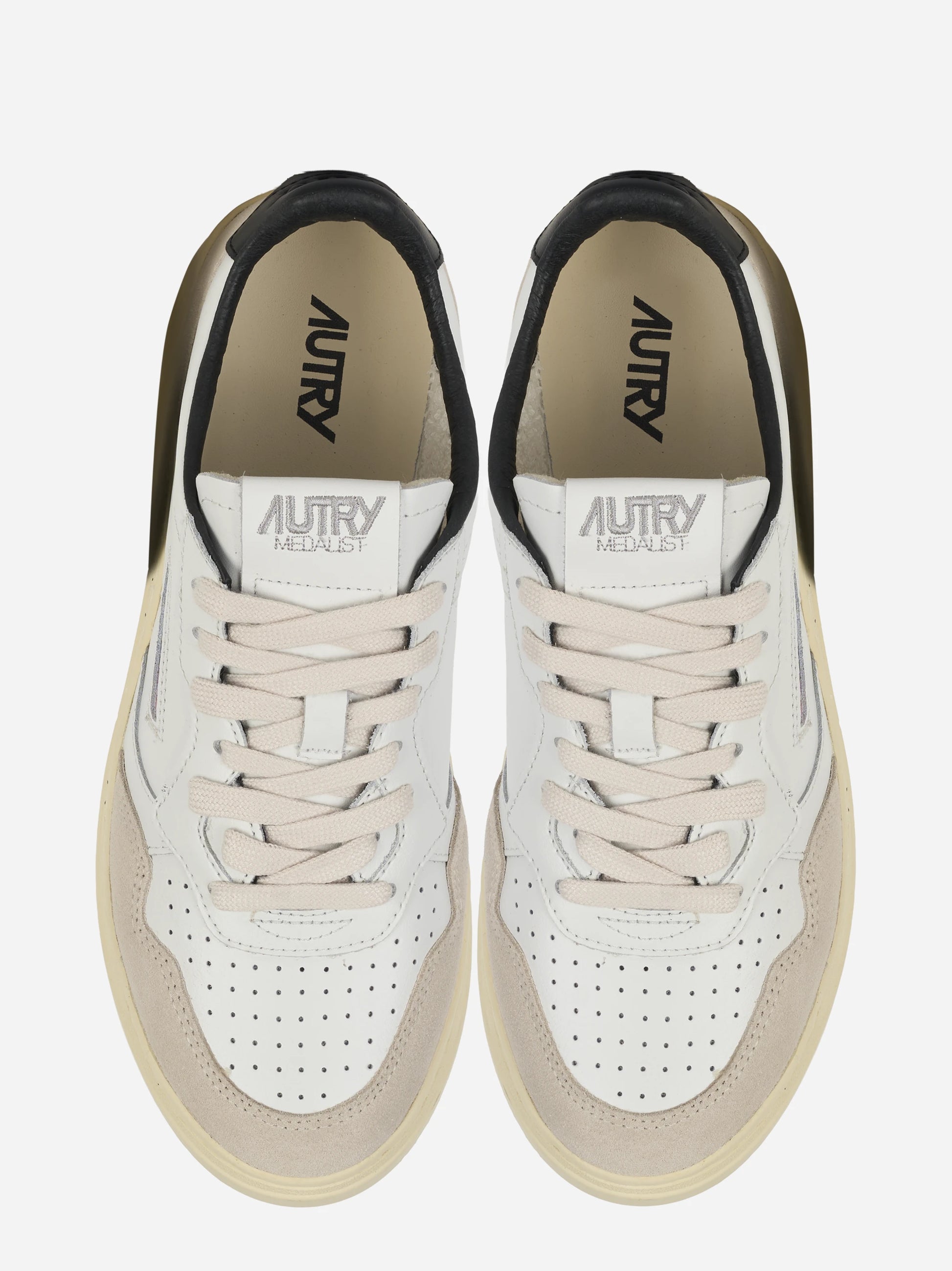 Sneakers Medalist Low In Suede E Pelle Bianca E Nera Con Lettering