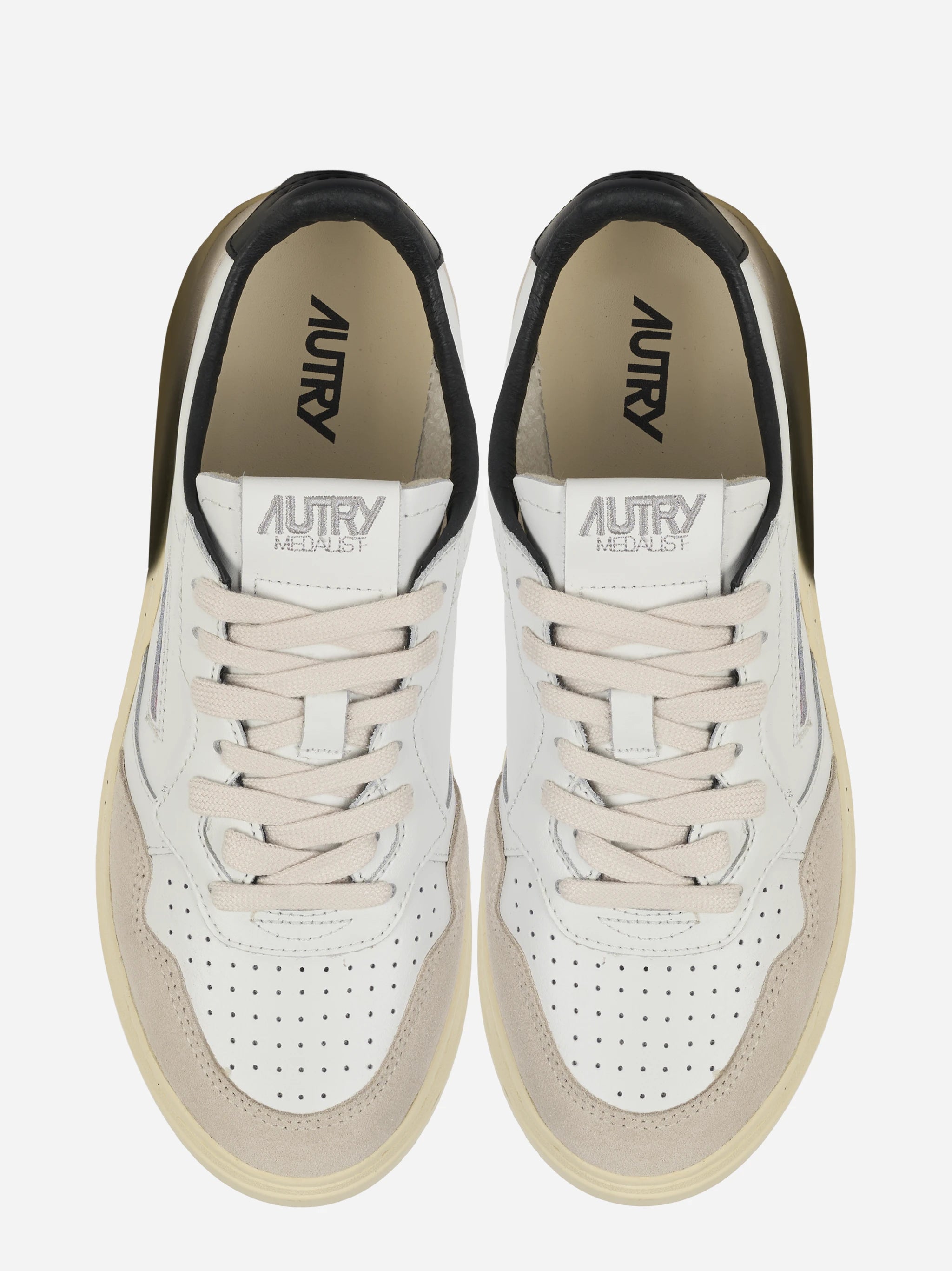 Sneakers Medalist Low In Suede E Pelle Bianca E Nera Con Lettering