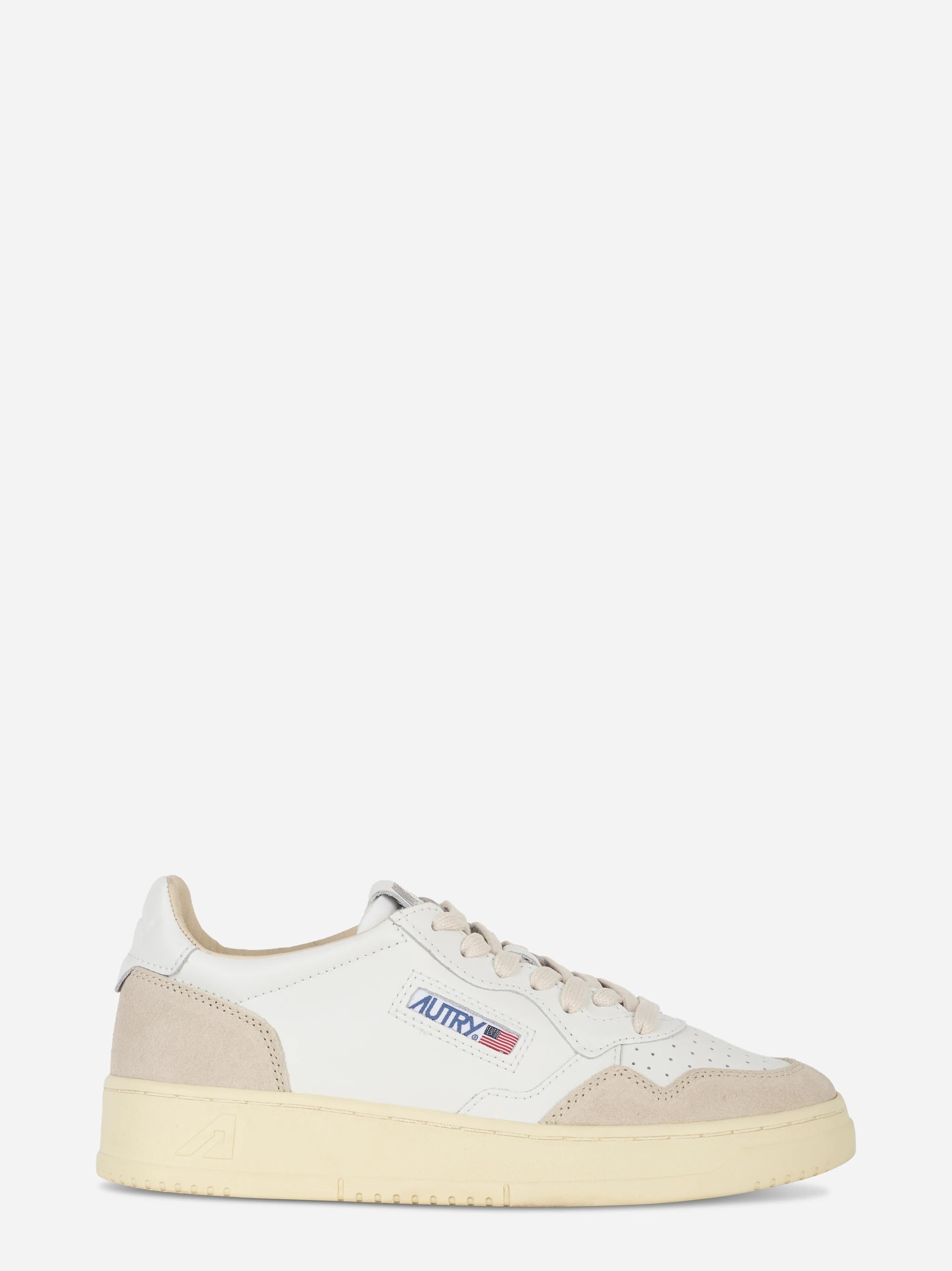 Sneakers Medalist Low In Pelle Bianca E Suede Beige
