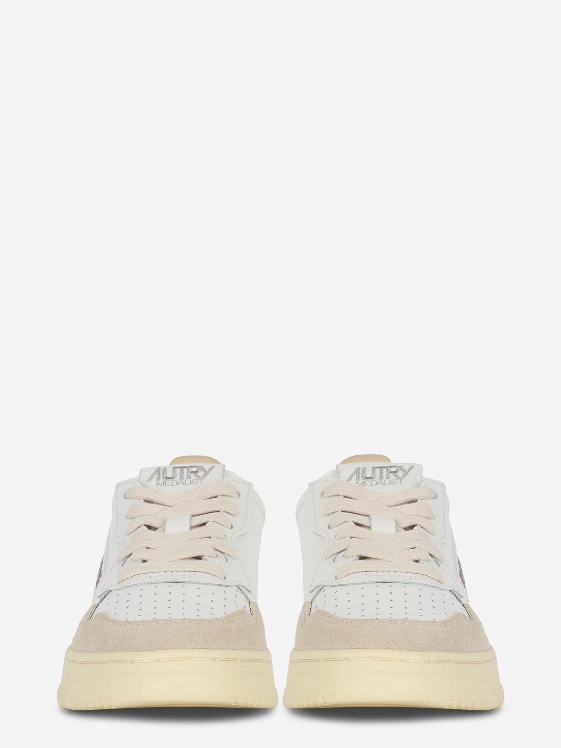 Sneakers Medalist Low In Pelle Bianca E Suede Beige