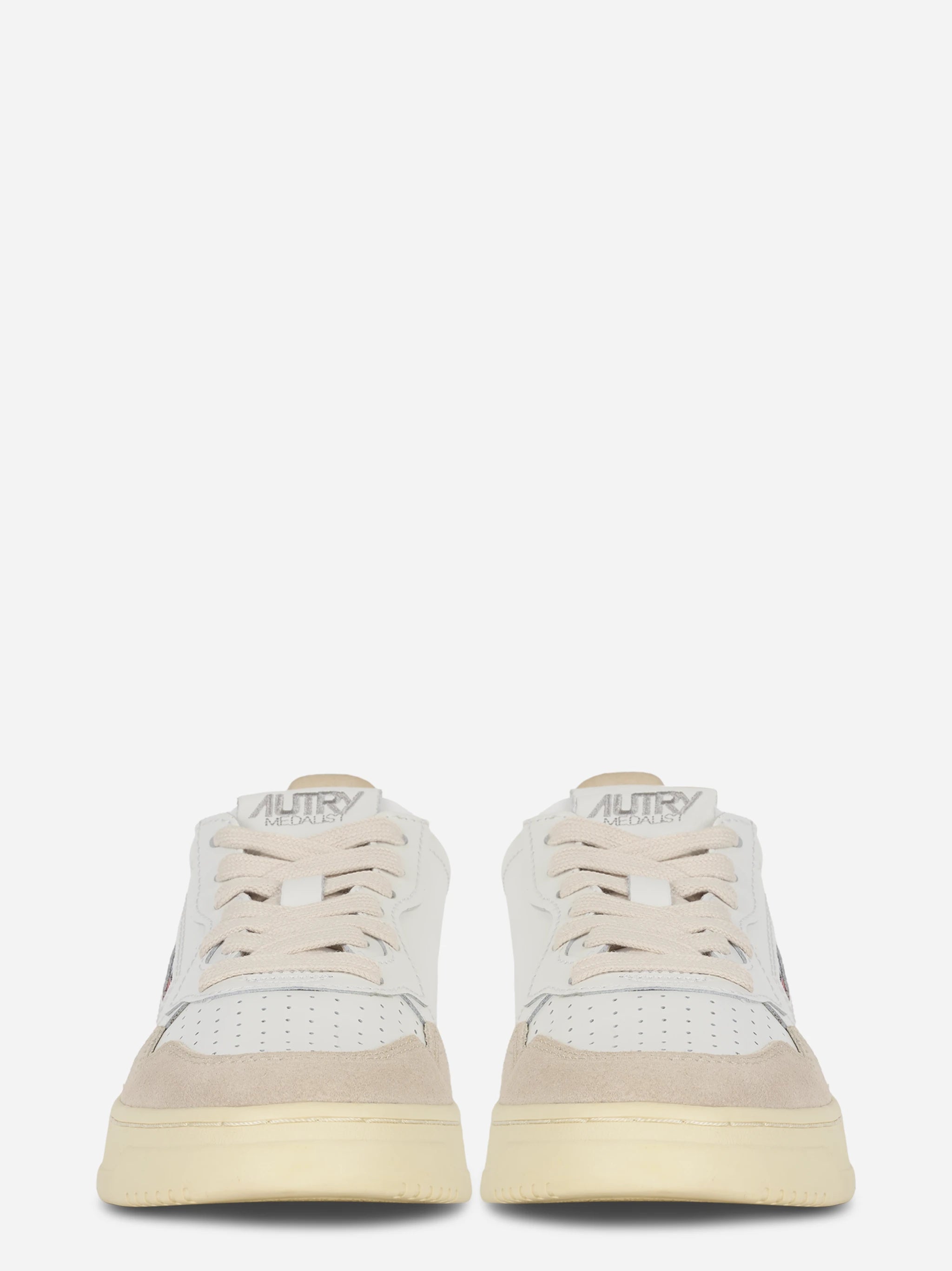 Sneakers Medalist Low In Pelle Bianca E Suede Beige