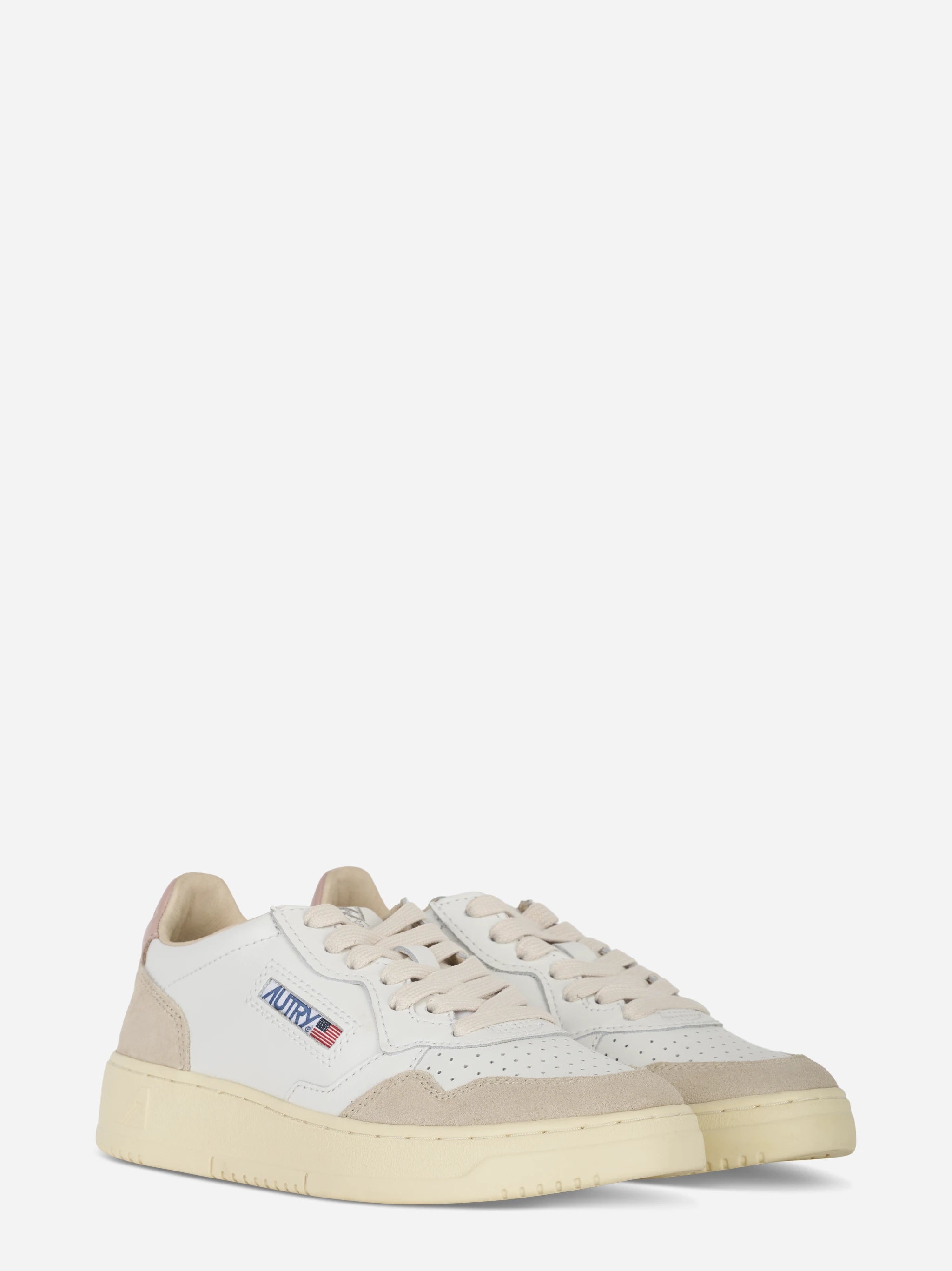 Sneakers Medalist Low In Pelle Bianca E Powder E Suede Beige