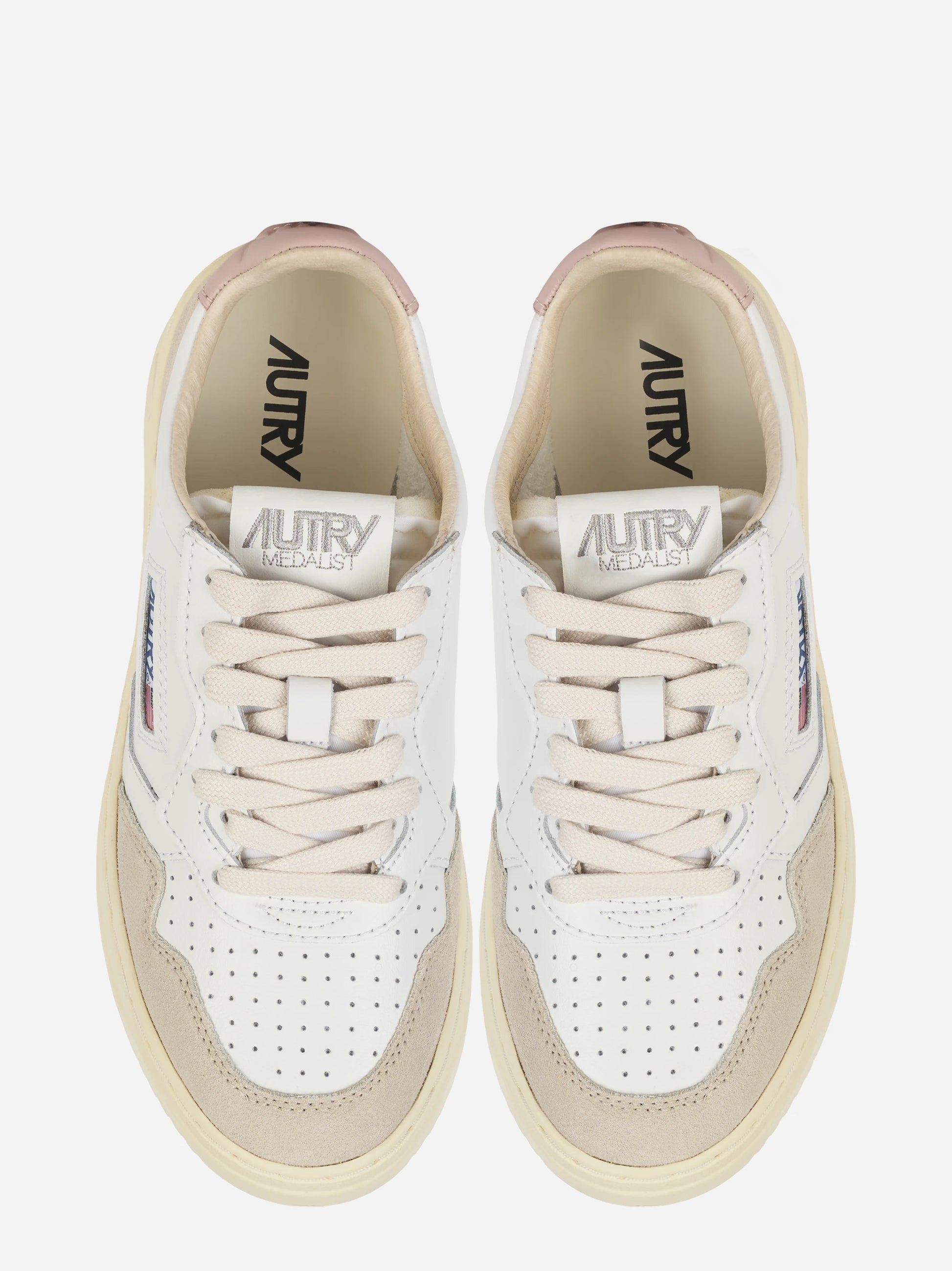 Sneakers Medalist Low In Pelle Bianca E Powder E Suede Beige