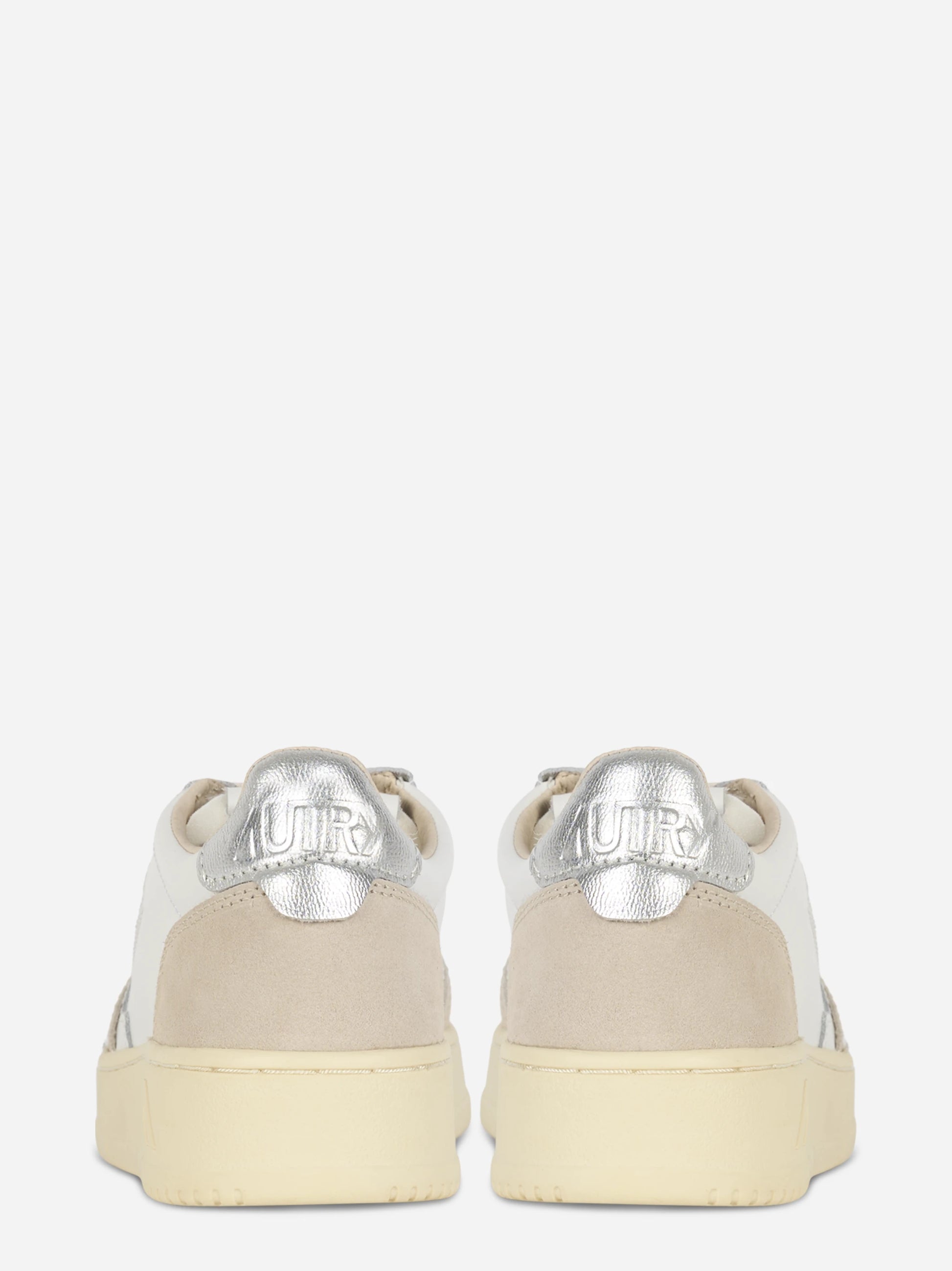 Sneakers Medalist Low In Pelle E Suede Bianca E Argento