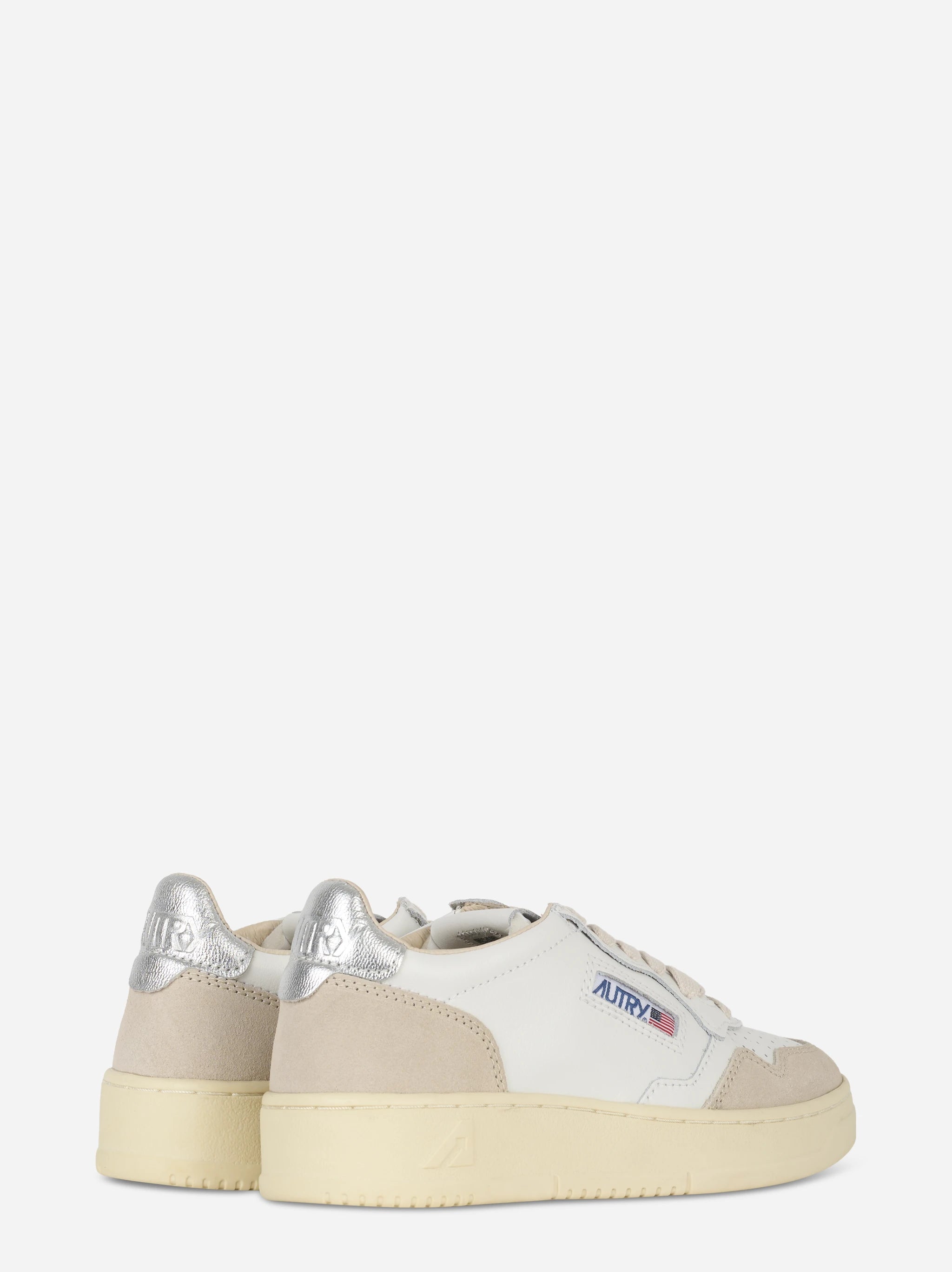 Sneakers Medalist Low In Pelle E Suede Bianca E Argento