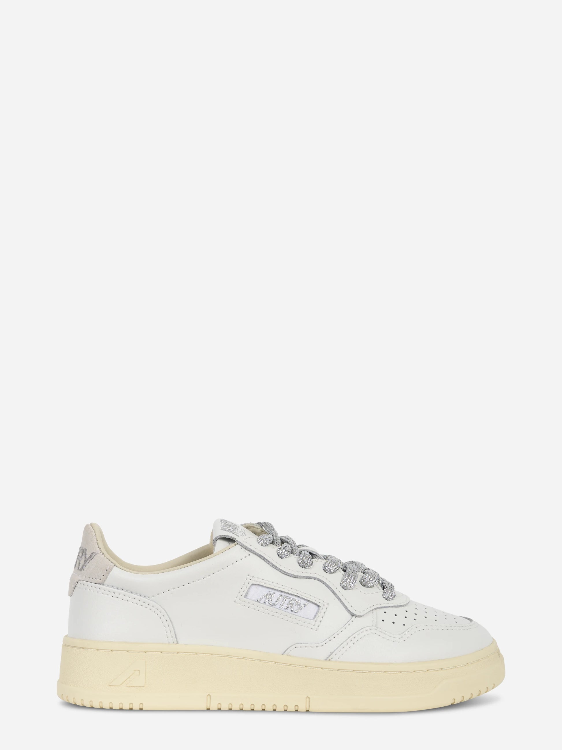 Sneakers Medalist Low In Pelle Bianca E Dettagli Lurex Argento