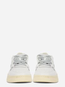 Sneakers Medalist Low In Pelle Bianca E Dettagli Lurex Argento