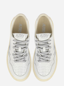 Sneakers Medalist Low In Pelle Bianca E Dettagli Lurex Argento