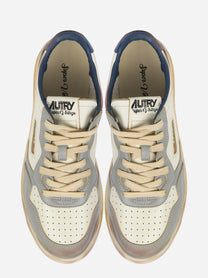 SNEAKERS MEDALIST LOW SUPER VINTAGE IN PELLE LIMESTONE BIANCA E BLUE