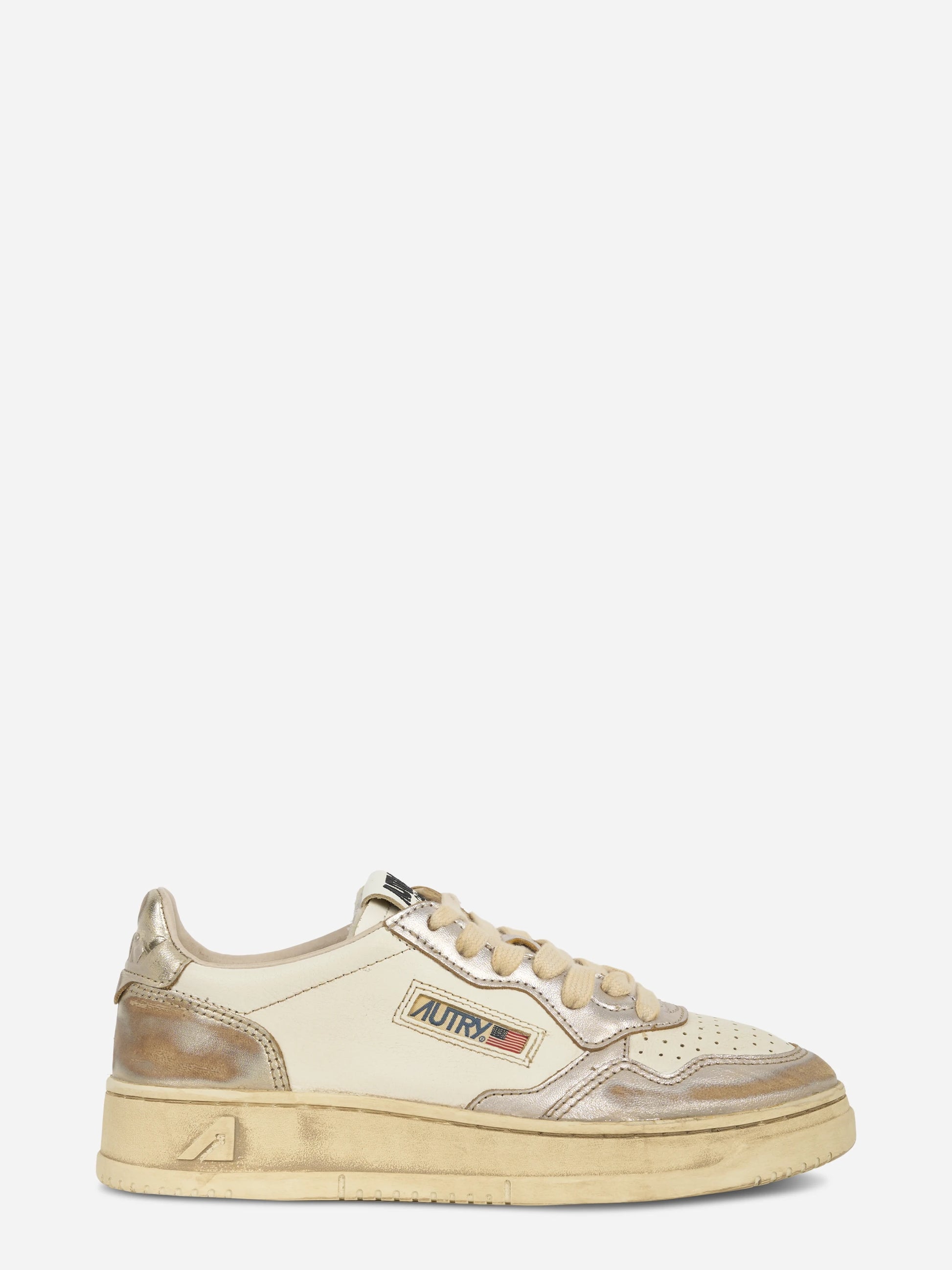 SNEAKERS MEDALIST LOW SUPER VINTAGE IN PELLE PLATINO E ARGENTO