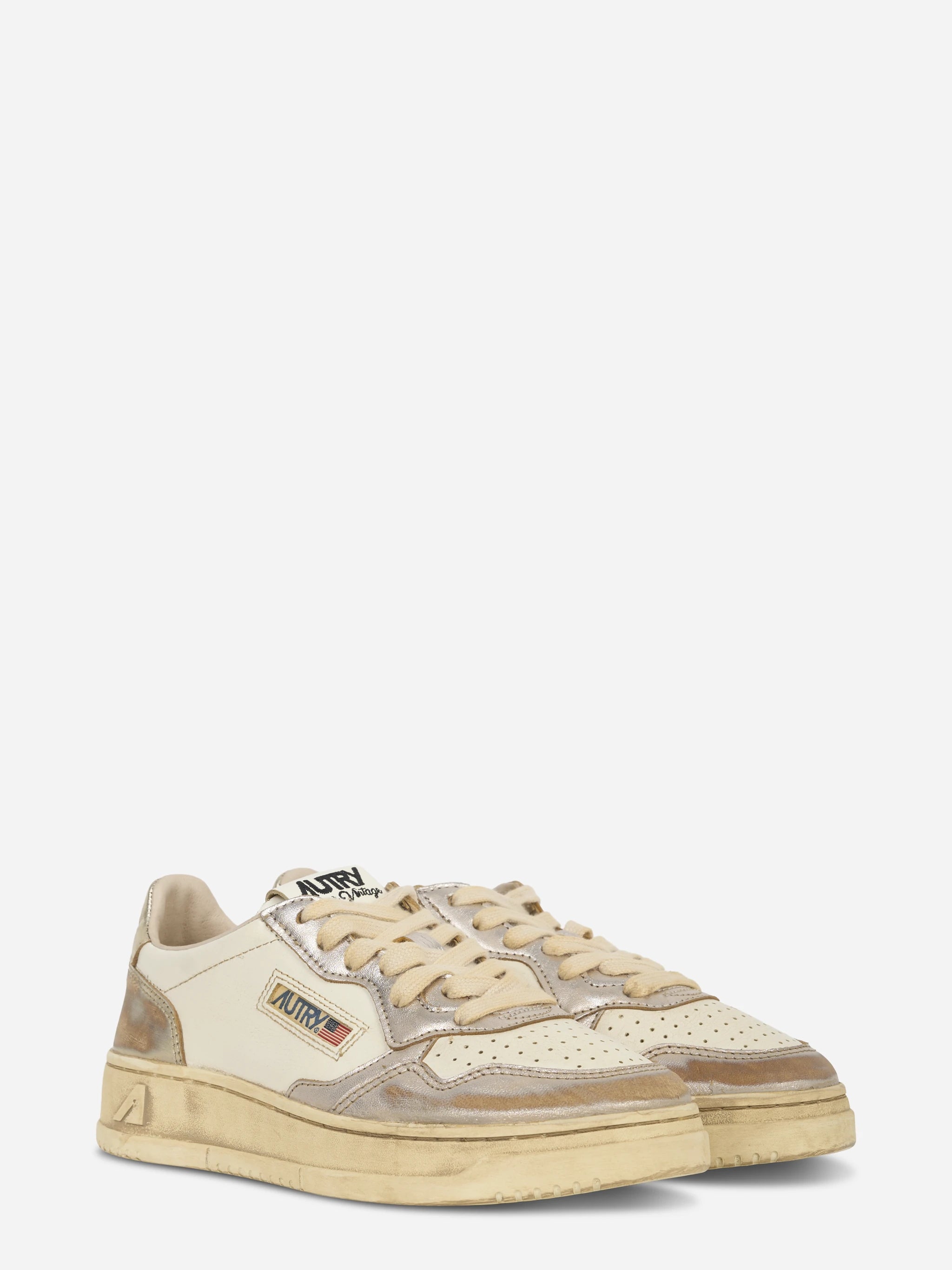 SNEAKERS MEDALIST LOW SUPER VINTAGE IN PELLE PLATINO E ARGENTO