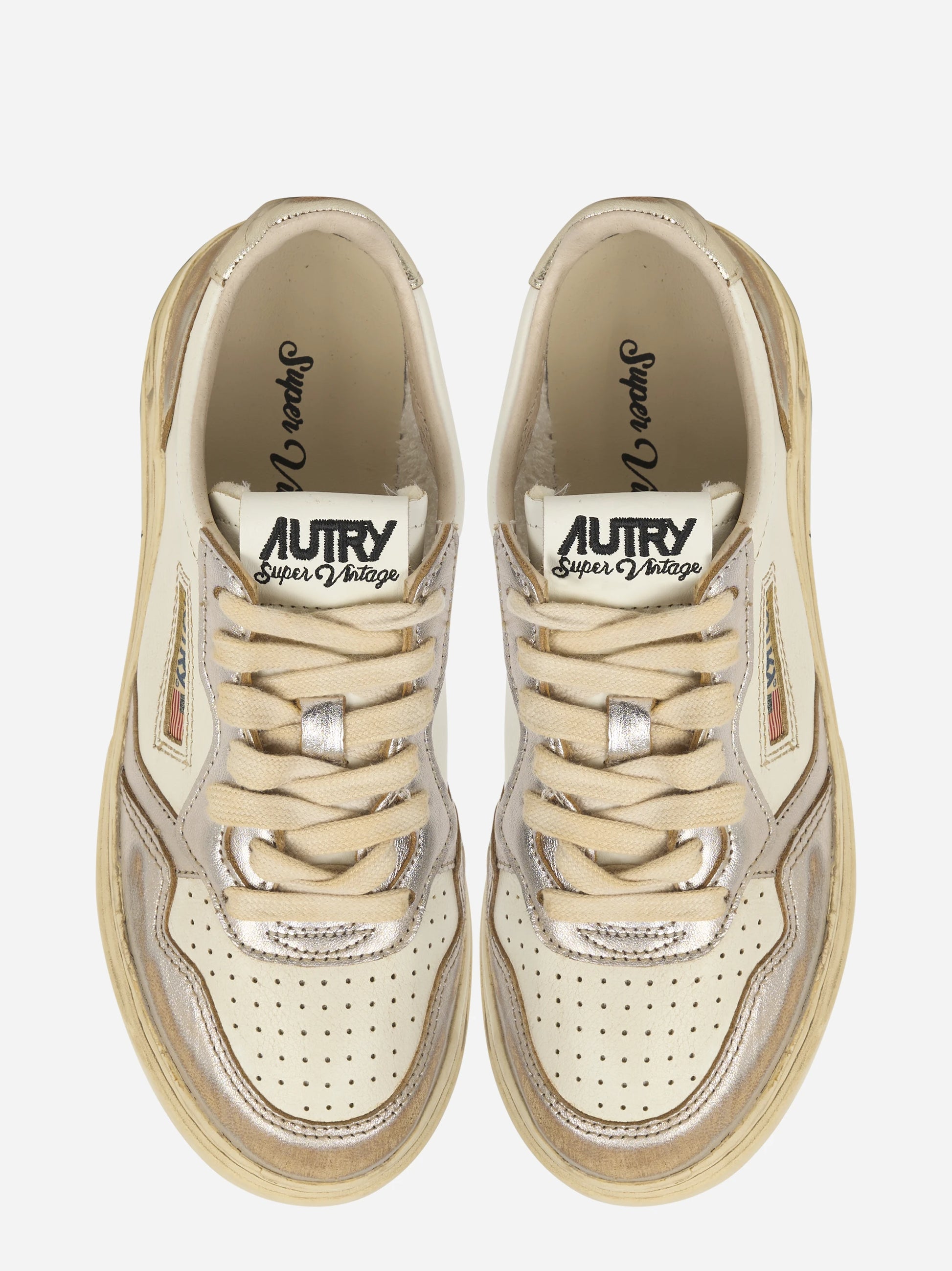 SNEAKERS MEDALIST LOW SUPER VINTAGE IN PELLE PLATINO E ARGENTO