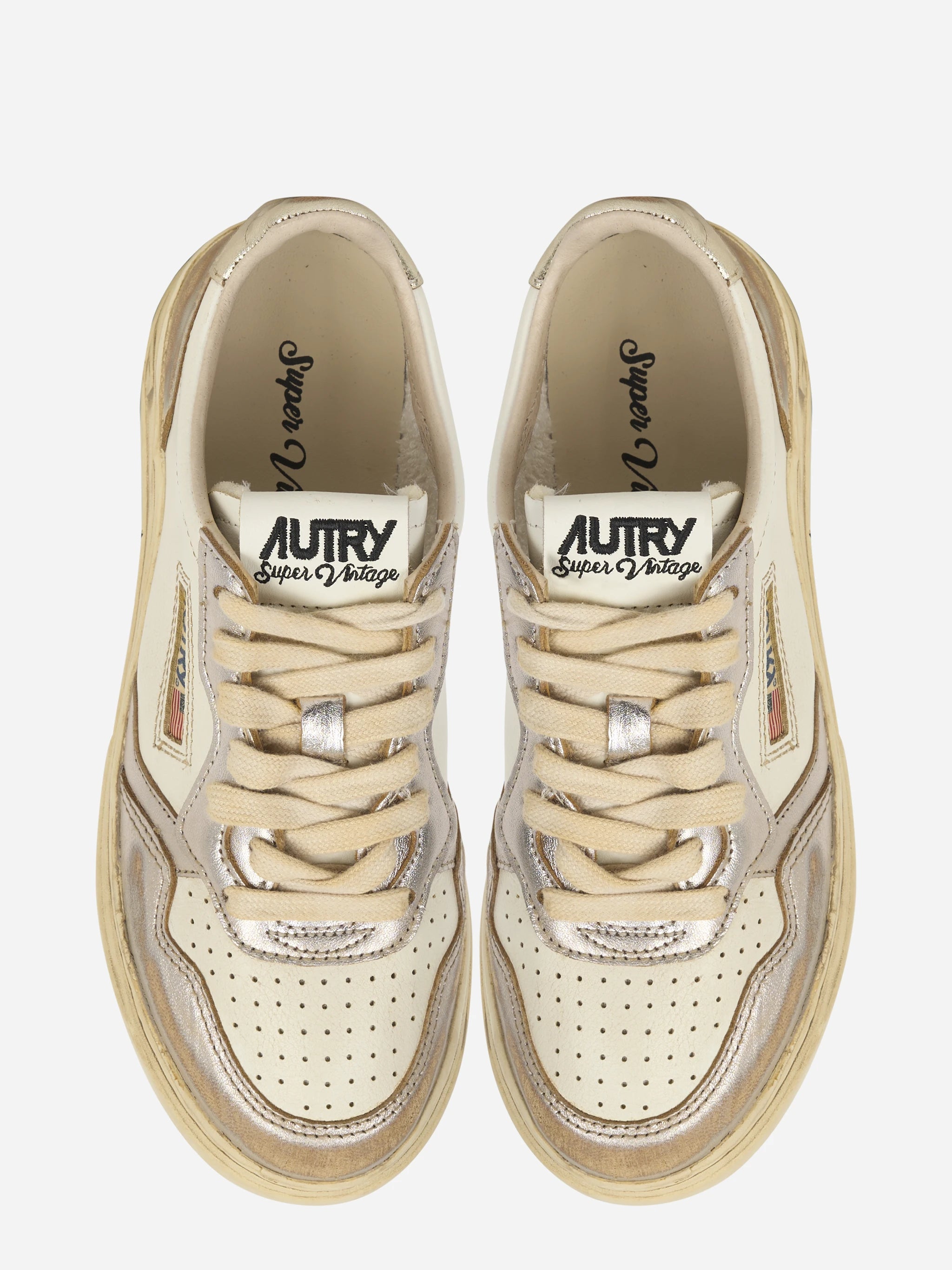SNEAKERS MEDALIST LOW SUPER VINTAGE IN PELLE PLATINO E ARGENTO