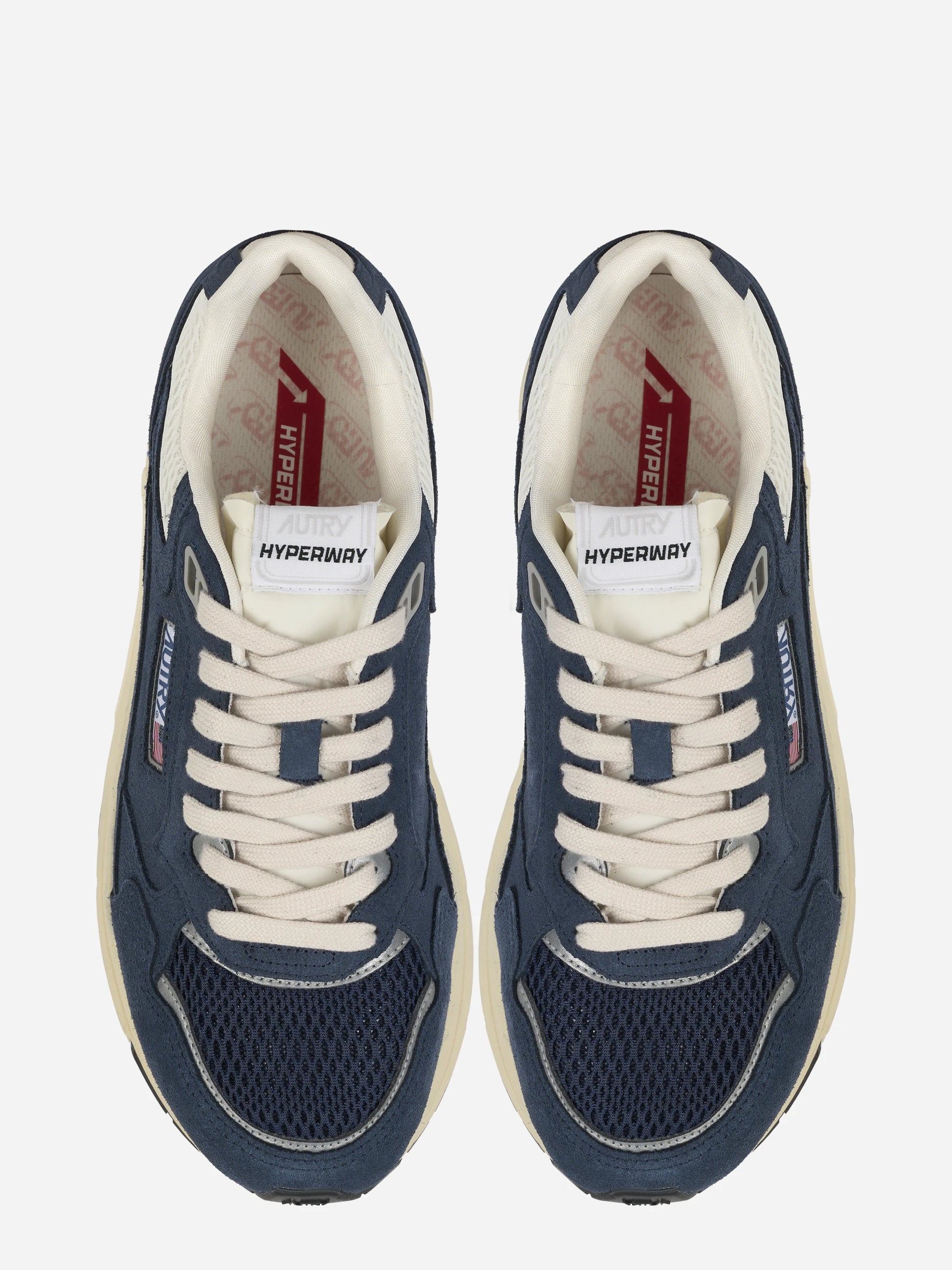 Sneakers Hyperway In Mesh E Suede Bluette E Marshmallow