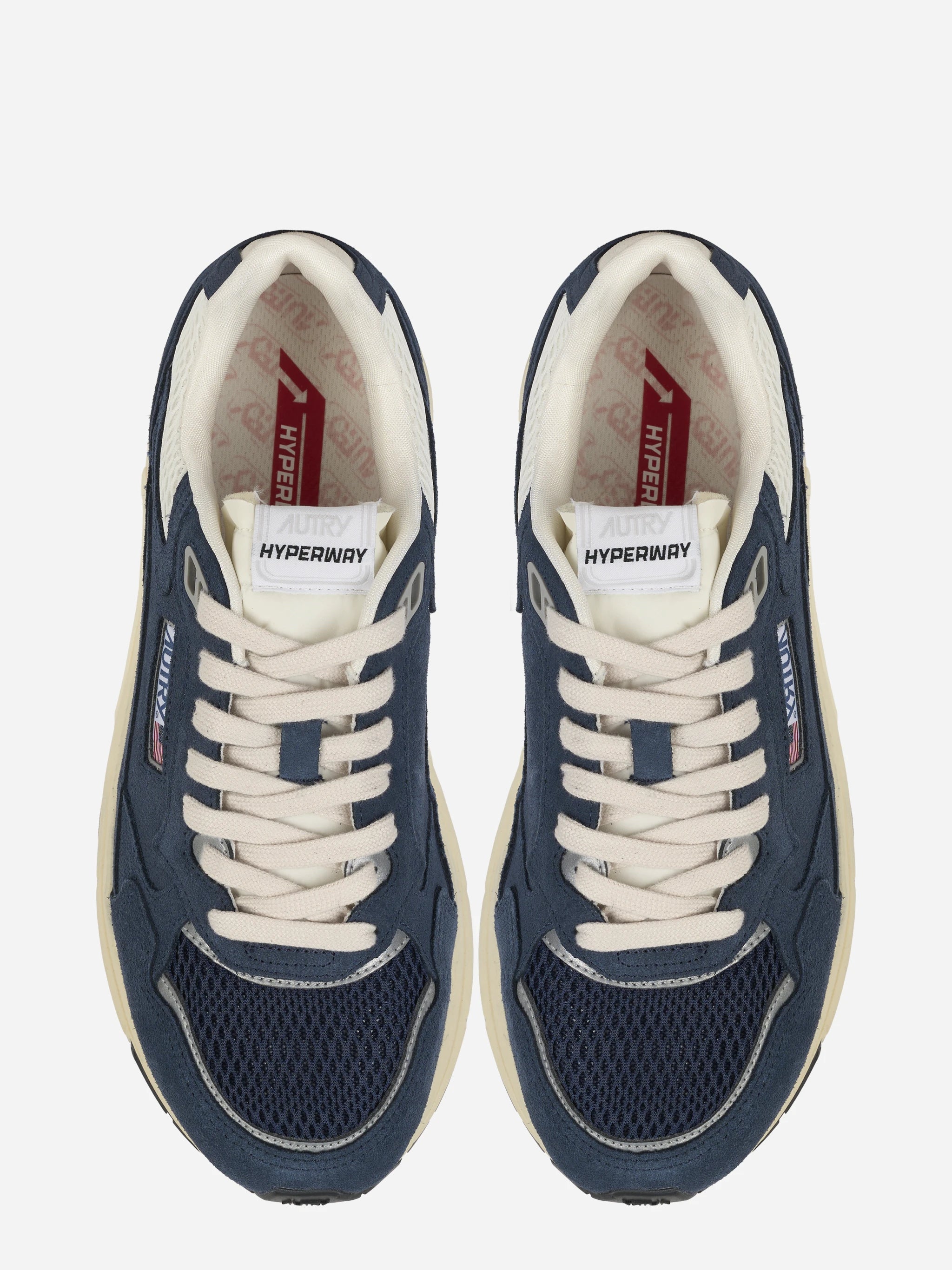 Sneakers Hyperway In Mesh E Suede Bluette E Marshmallow