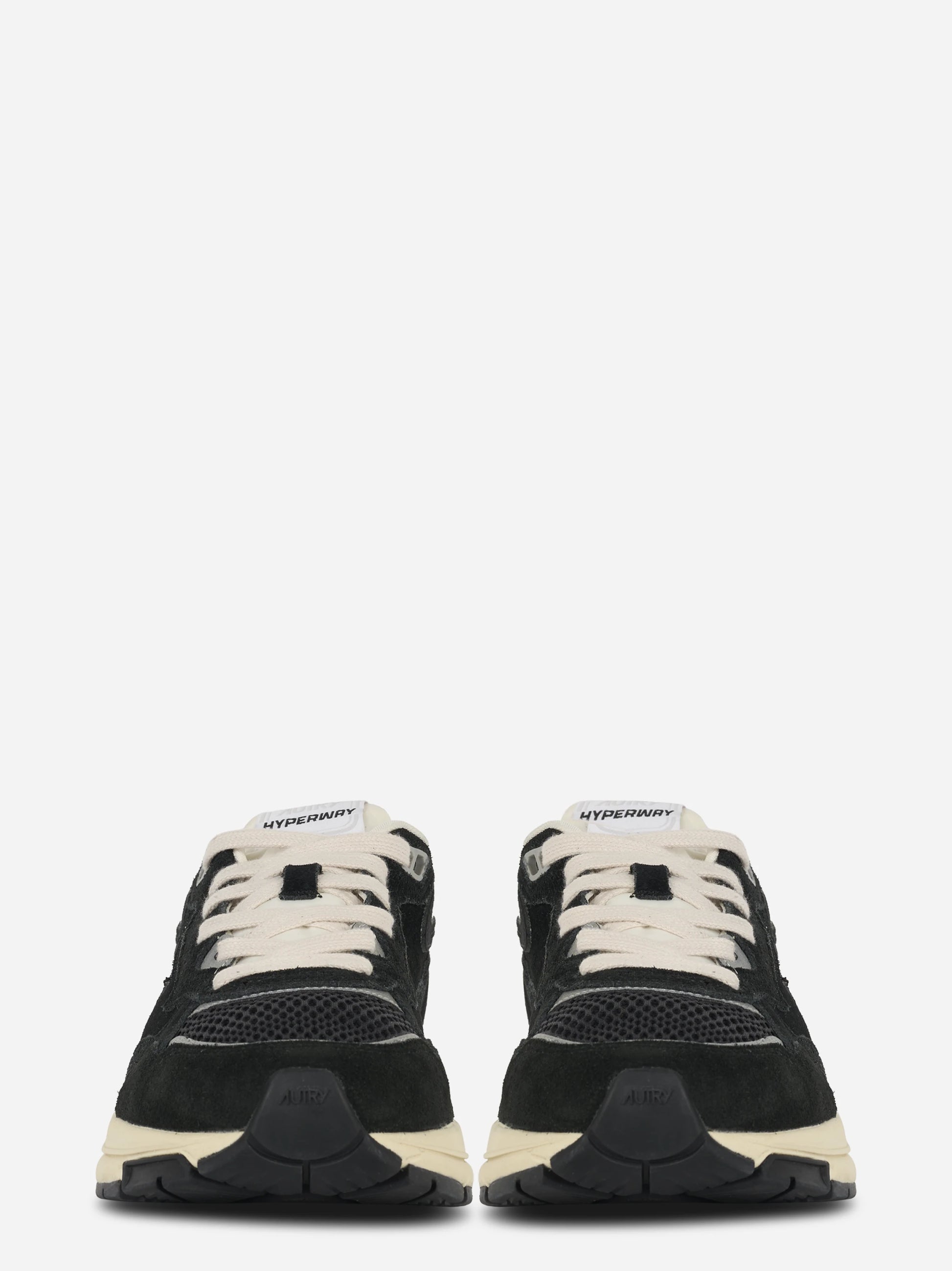 Sneakers Hyperway In Mesh E Suede Nero E Argento