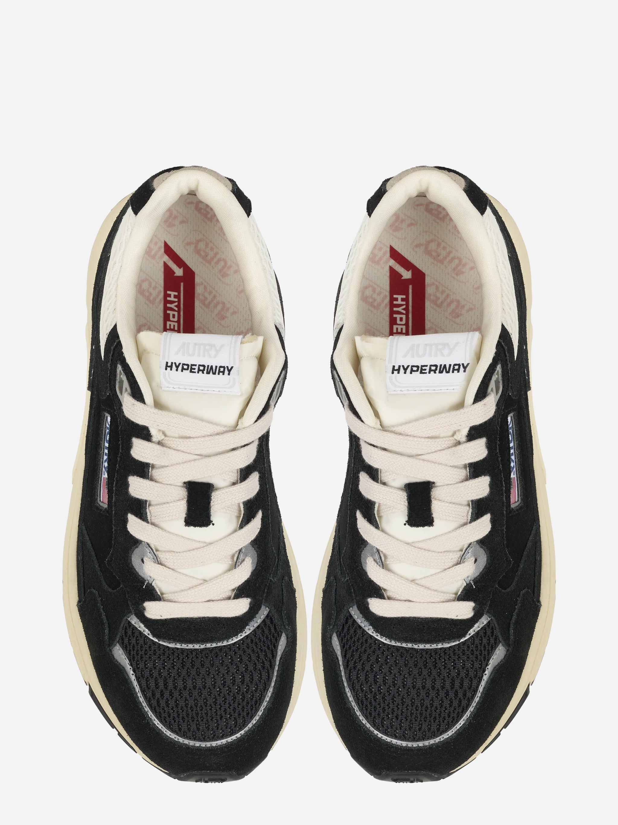 Sneakers Hyperway In Mesh E Suede Nero E Argento