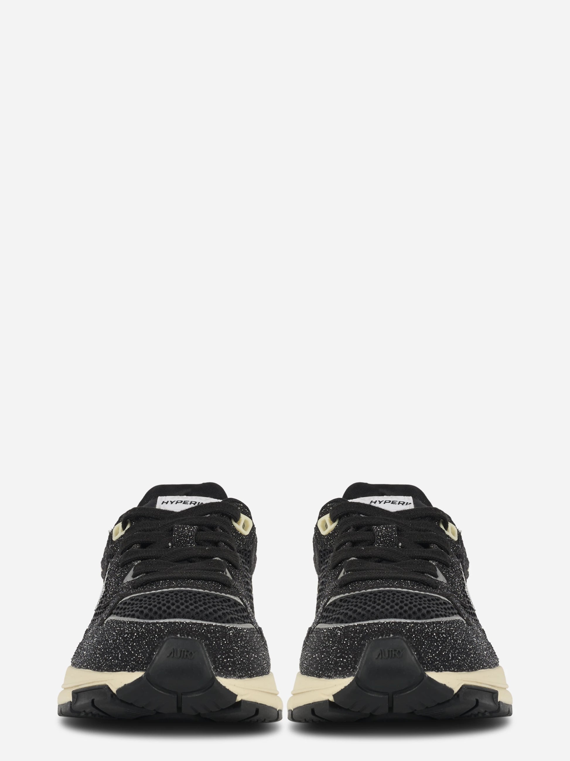 Sneakers Hyperway In Mesh E Pelle Glitter Nera