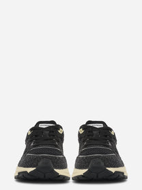 Sneakers Hyperway In Mesh E Pelle Glitter Nera