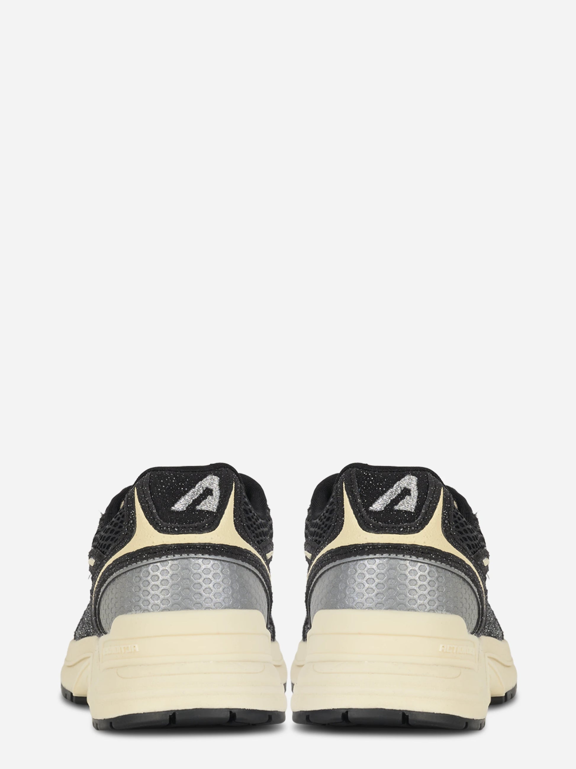 Sneakers Hyperway In Mesh E Pelle Glitter Nera