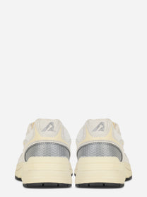 Sneakers Hyperway In Mesh Bianco E Pelle Glitter Grigia
