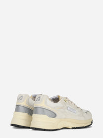 Sneakers Hyperway In Mesh Bianco E Pelle Glitter Grigia