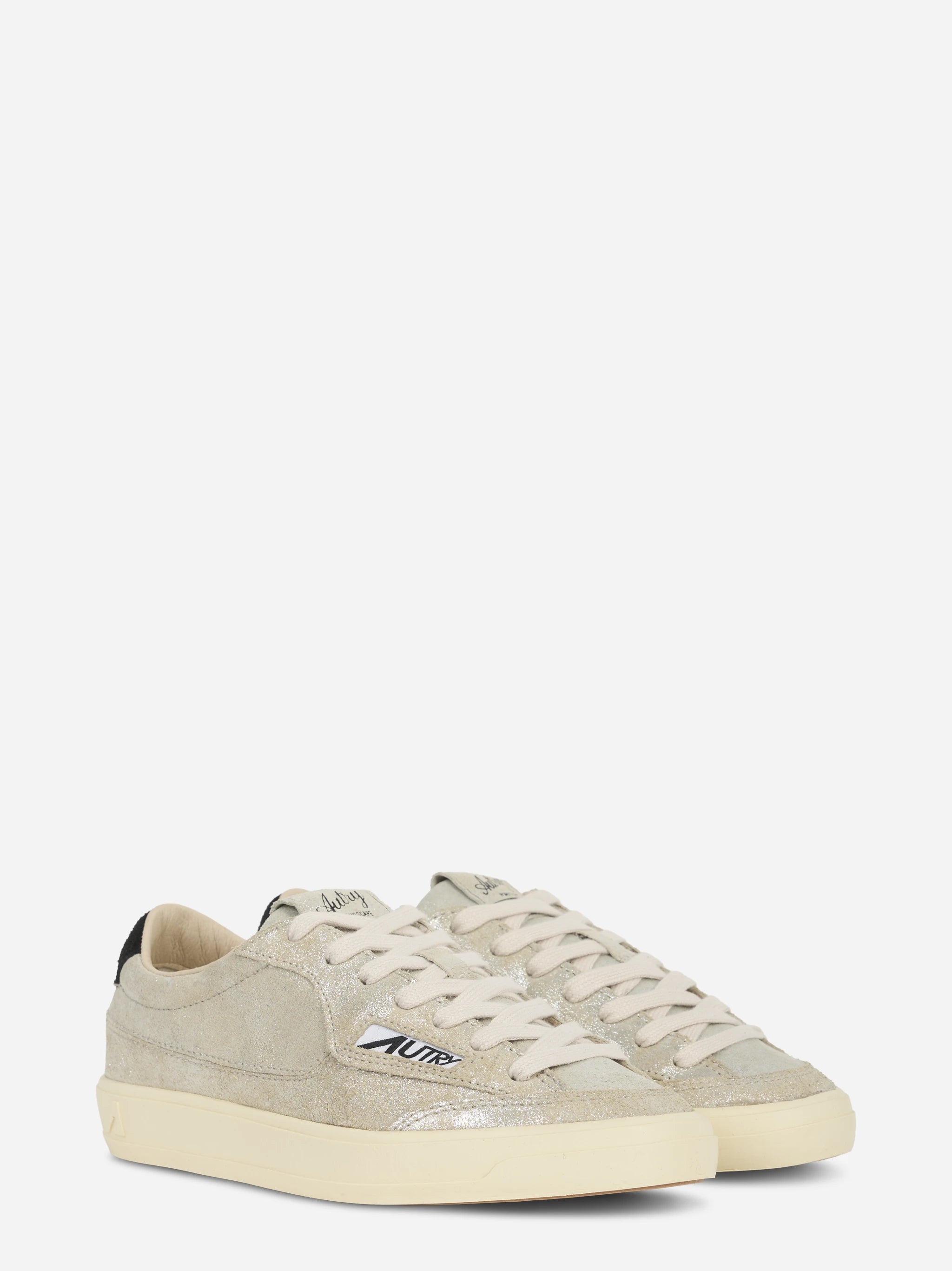 SNEAKERS WINDSCAPE LOW IN SUEDE LAMINATO ARGENTO E NERO