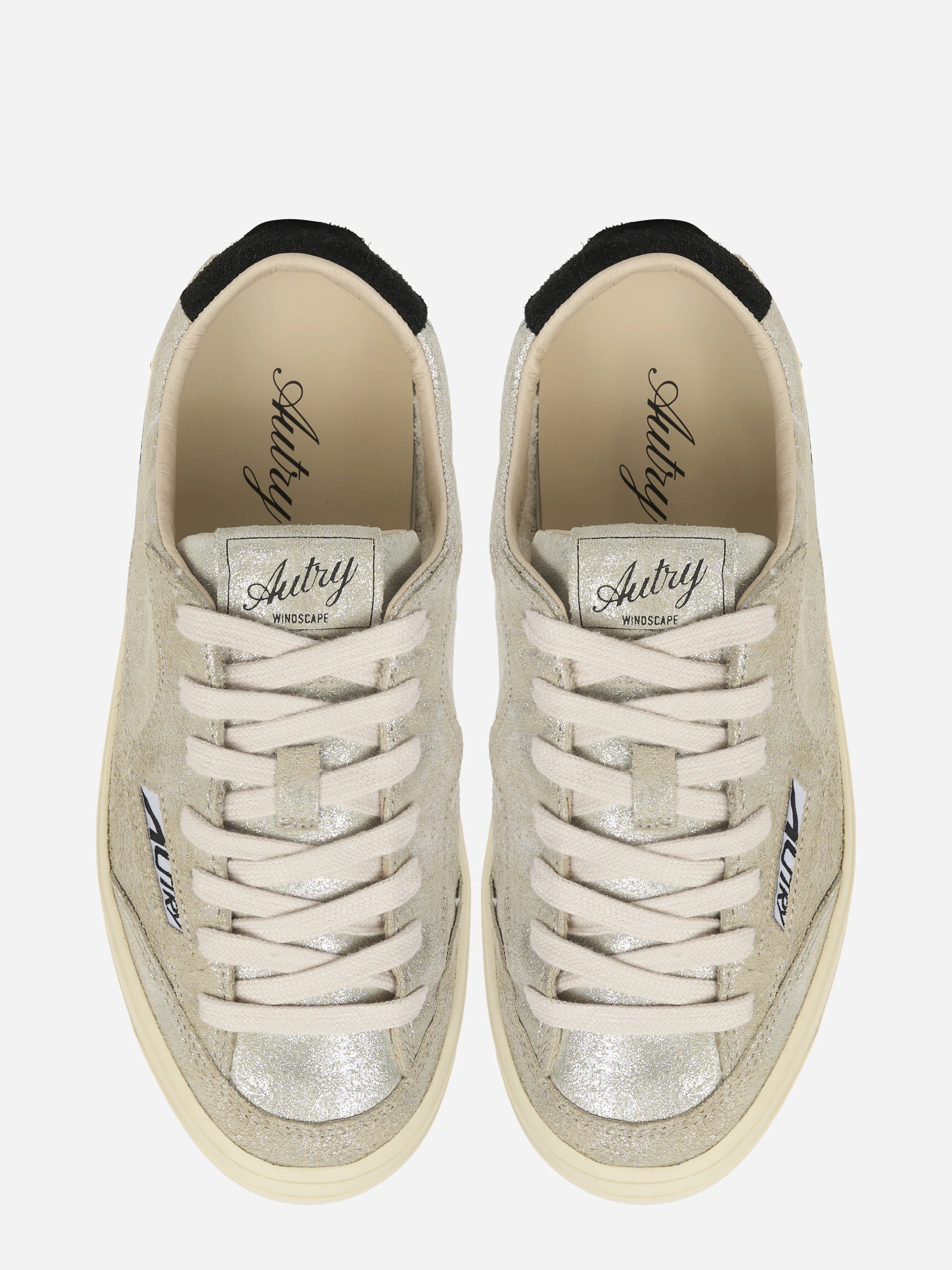 SNEAKERS WINDSCAPE LOW IN SUEDE LAMINATO ARGENTO E NERO