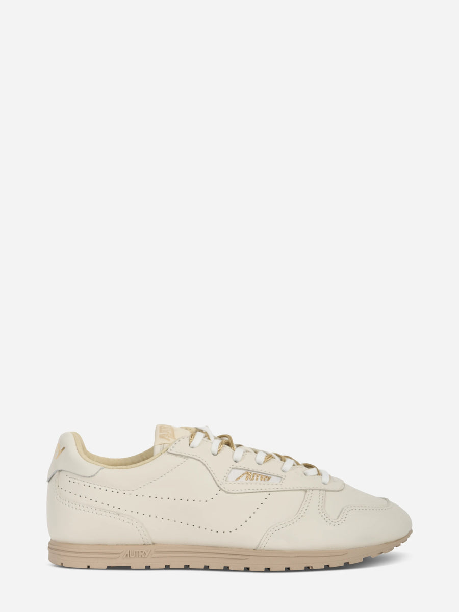 SNEAKERS WINDSPIN IN PELLE NAPPA BIANCO E ORO