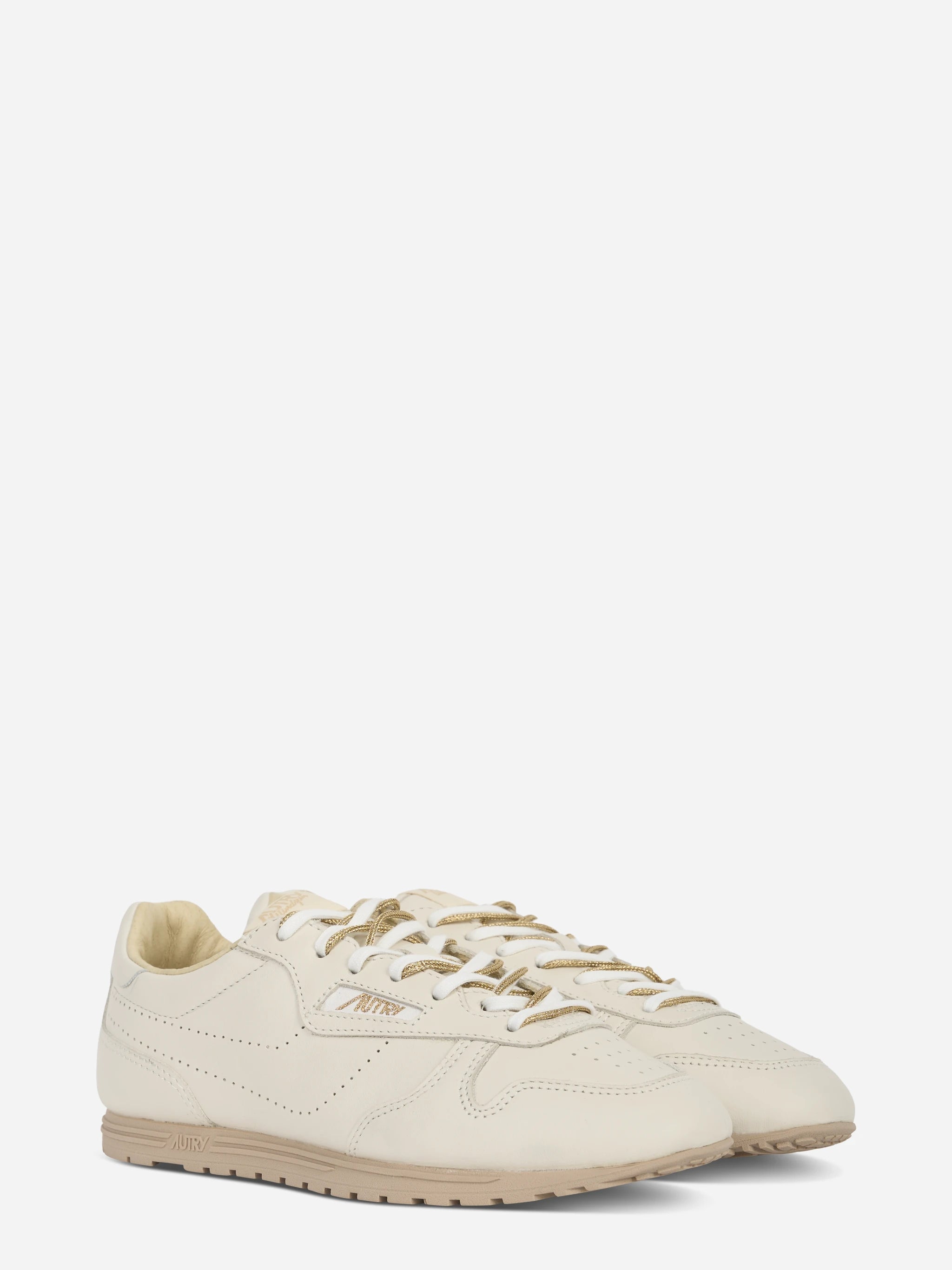 SNEAKERS WINDSPIN IN PELLE NAPPA BIANCO E ORO