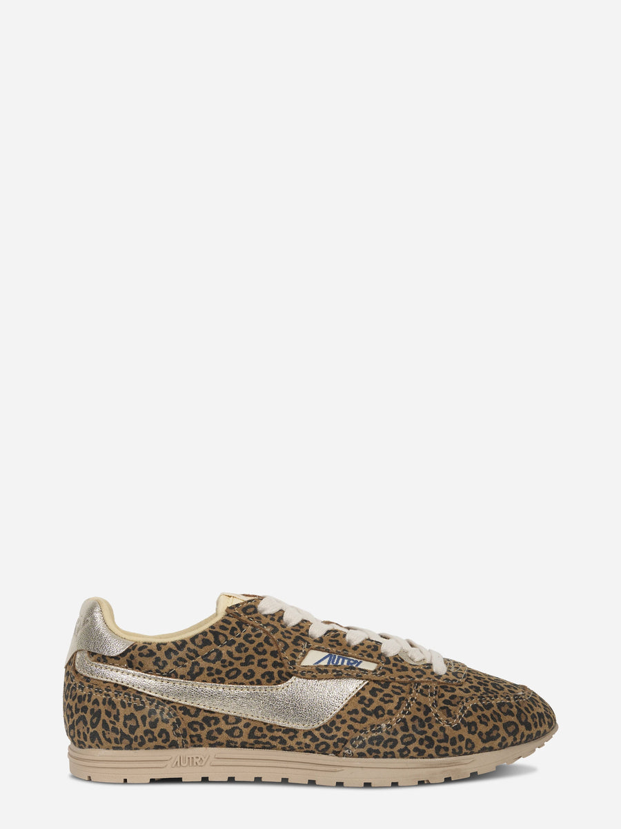 SNEAKERS WINDSPIN IN SUEDE E PELLE LEOPARD E PLATINO