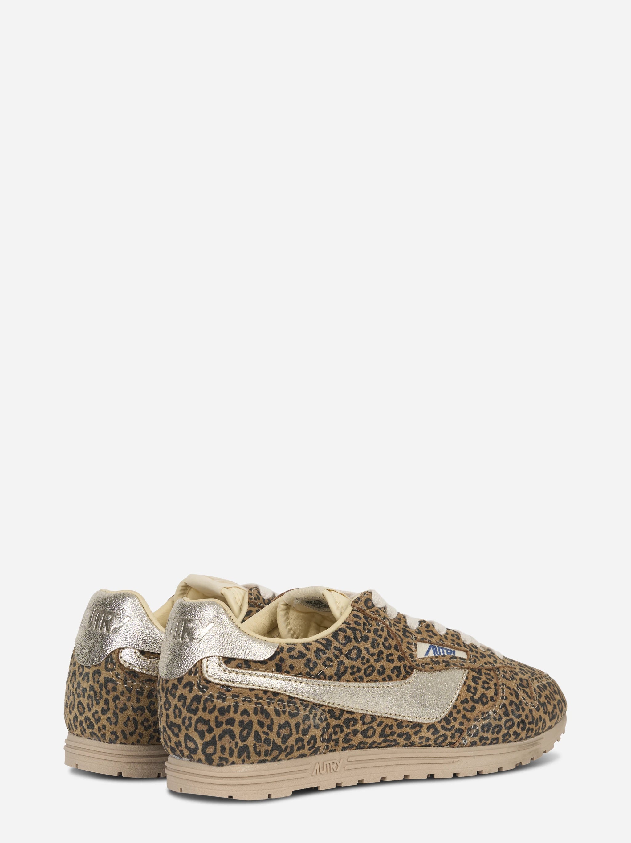 SNEAKERS WINDSPIN IN SUEDE E PELLE LEOPARD E PLATINO