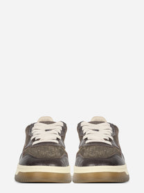 Sneaker Medalist Low in suede e pelle marrone - vista laterale