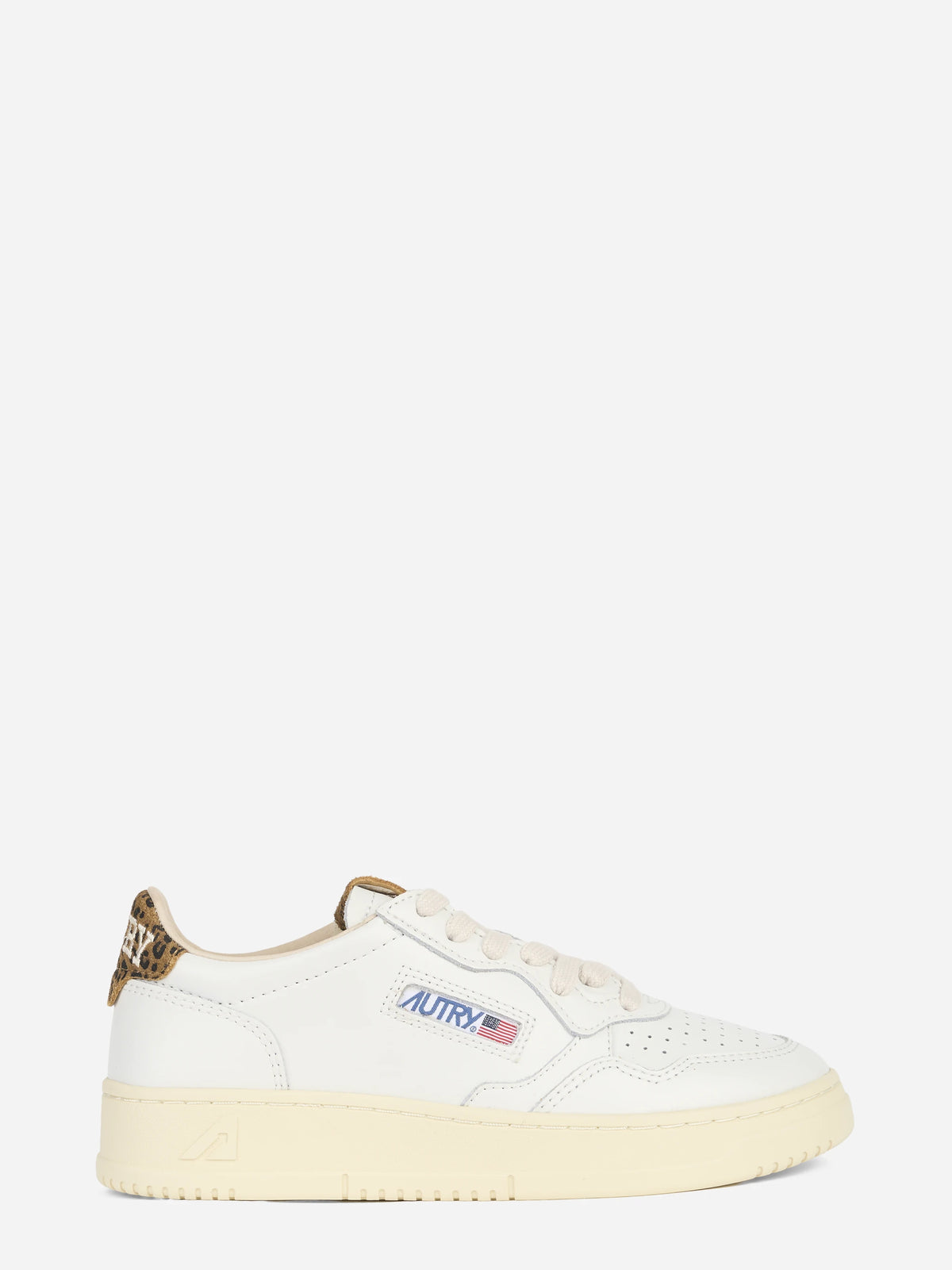 Sneaker Medalist Low in pelle bianca e leopardata - vista laterale