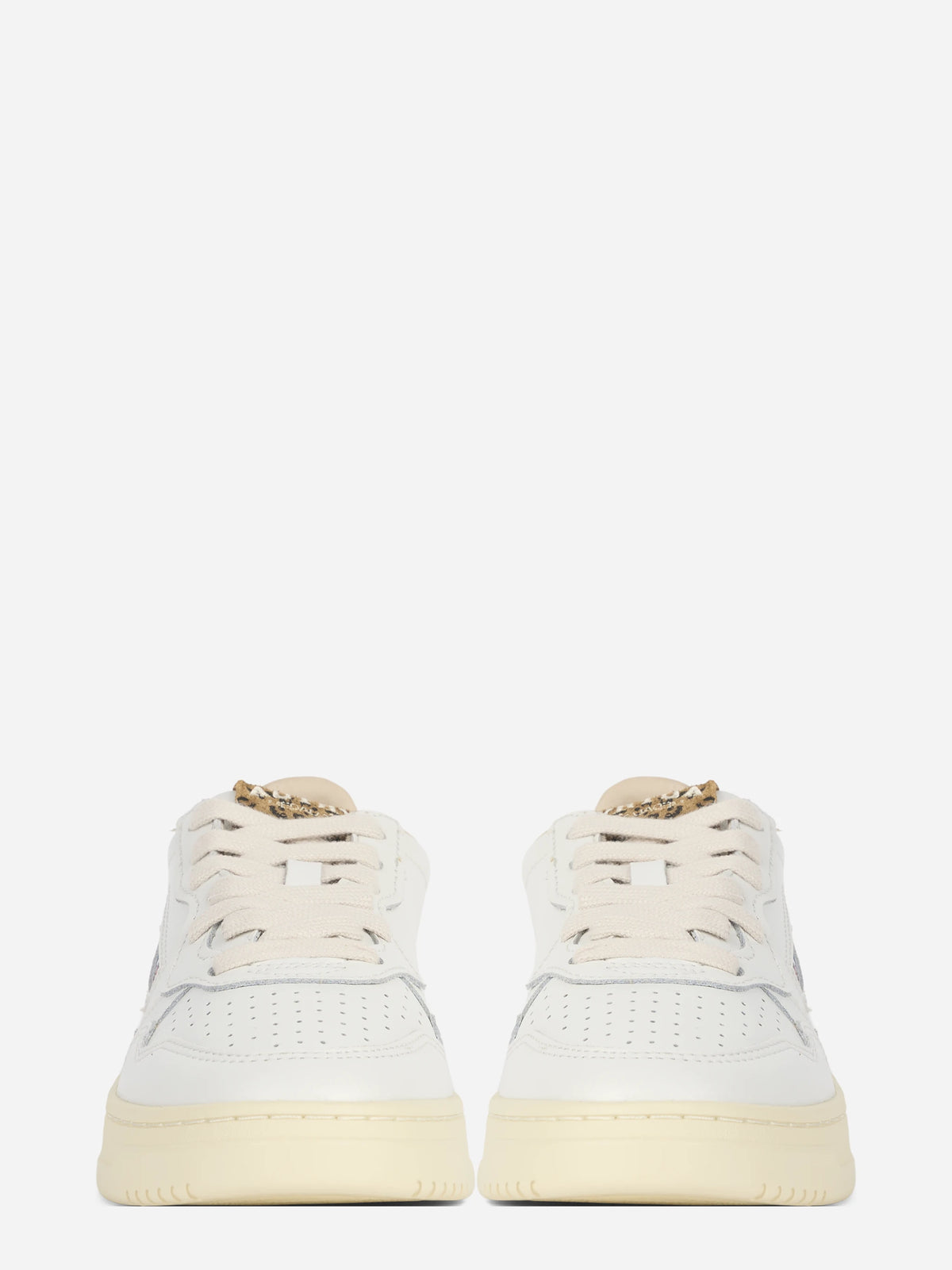 Sneaker Medalist Low in pelle bianca e leopardata - vista frontale