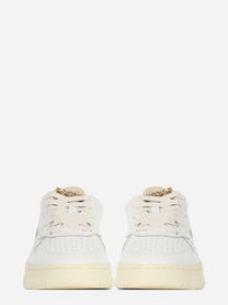 Sneaker Medalist Low in pelle bianca e leopardata - vista frontale