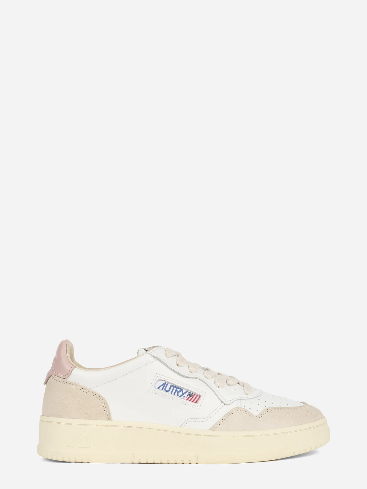 Sneaker Medalist Low in pelle bianca e suede rosa - vista laterale