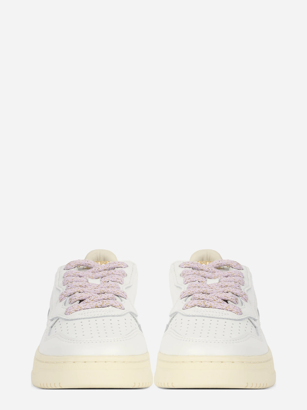 Sneaker Medalist Low in pelle bianca e lilla - vista frontale