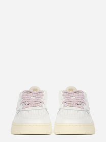 Sneaker Medalist Low in pelle bianca e lilla - vista frontale