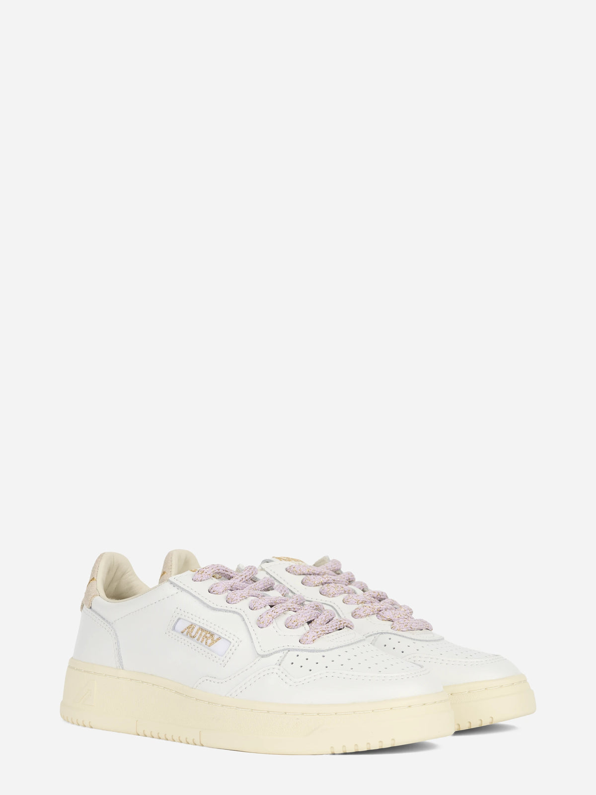 Sneaker Medalist Low in pelle bianca e lilla - vista tre quarti