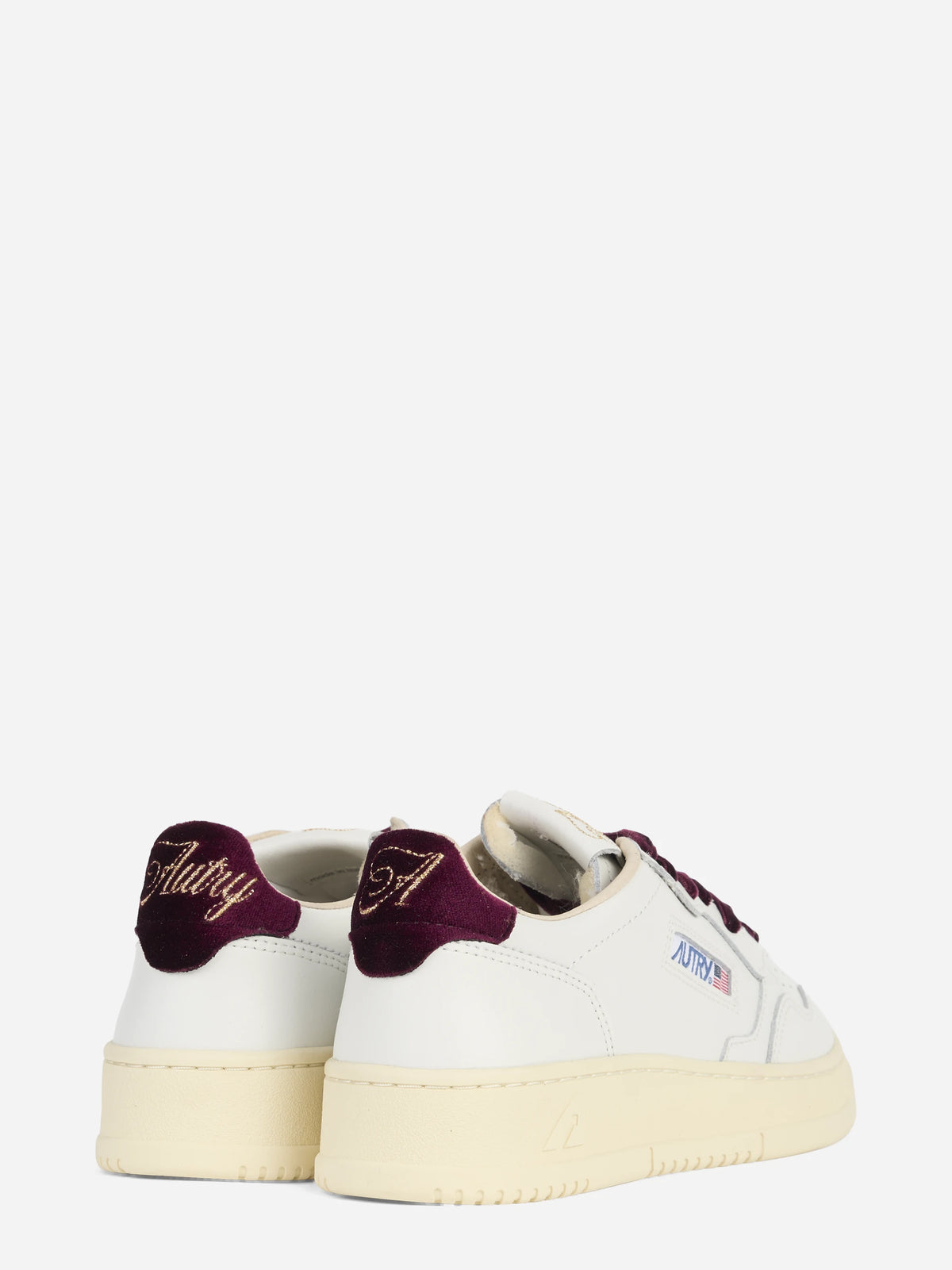 Sneaker Medalist Low in pelle bianca e velluto bordeaux - dettaglio della suola