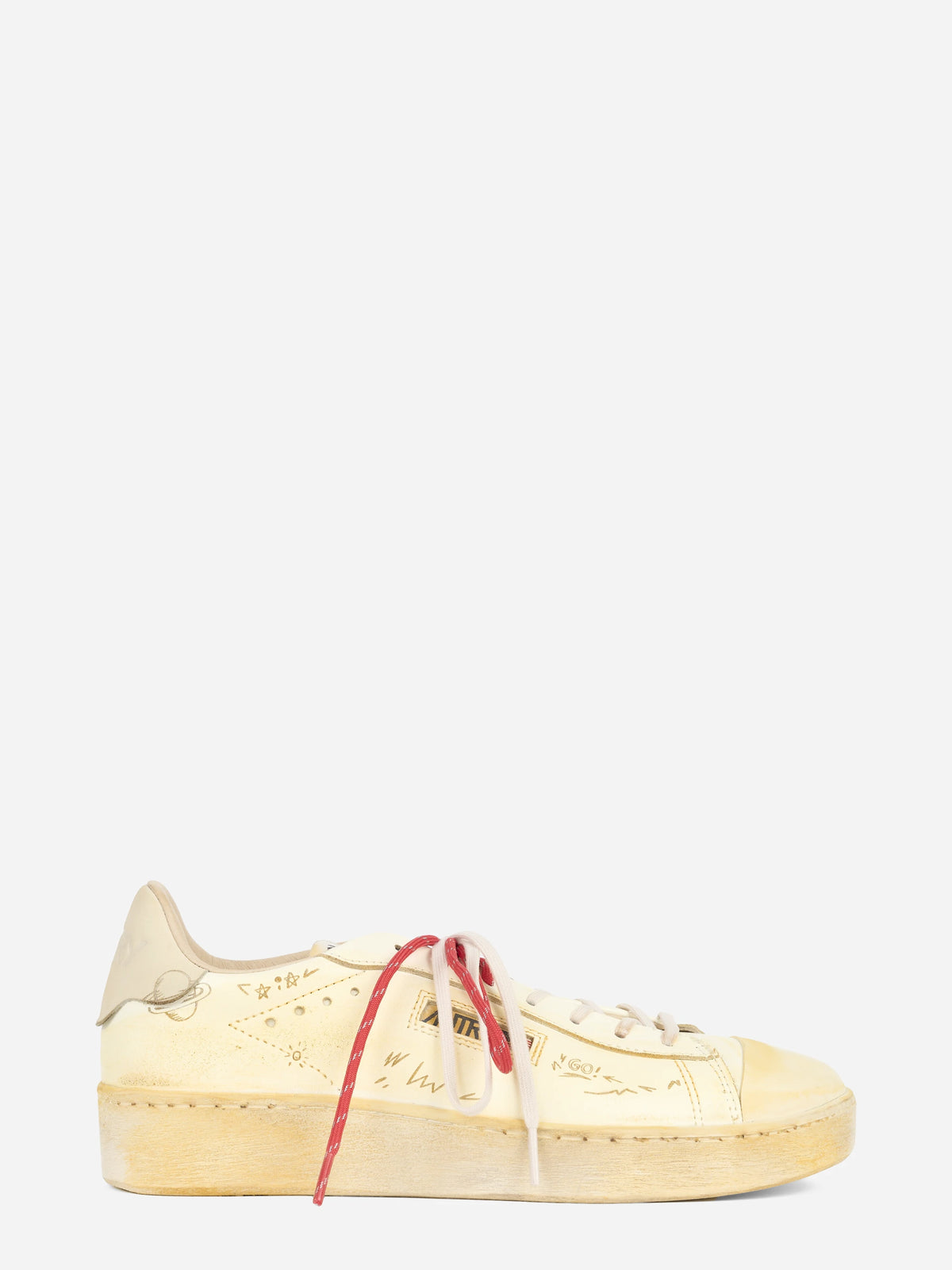 Sneaker Dallas Vintage Low in pelle beige - vista laterale