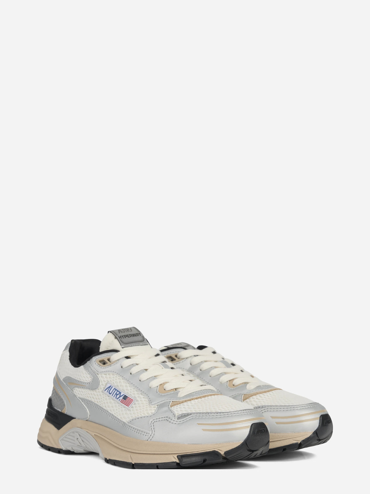Sneaker Hyperway Low in mesh argento - vista tre quarti