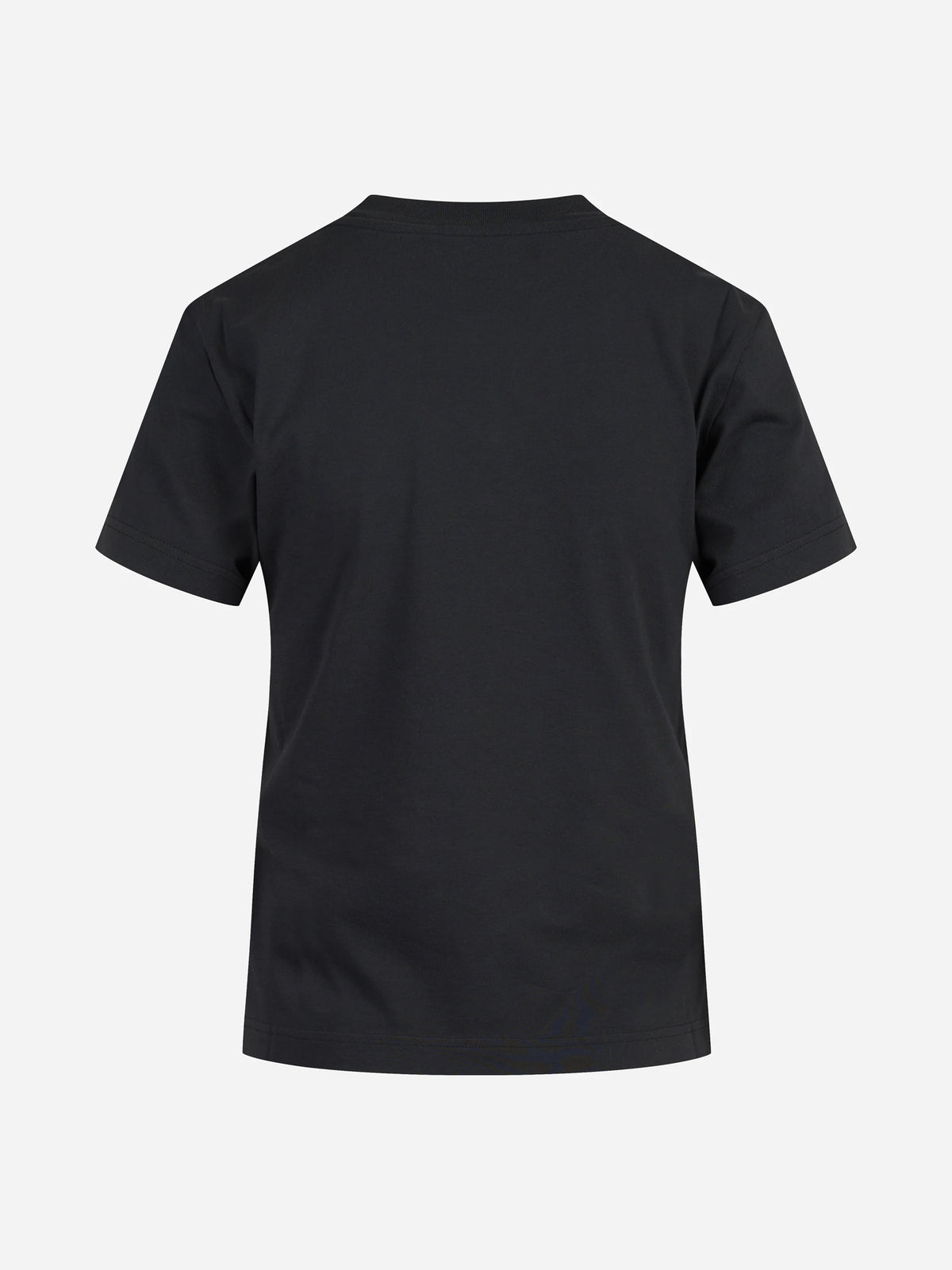 T-shirt in cotone con logo ricamato nero - dettaglio del prodotto