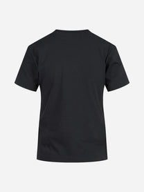 T-shirt in cotone con logo ricamato nero - dettaglio del prodotto