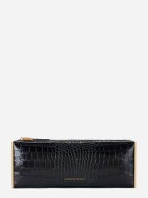 Borsa baguette Elisabetta Franchi nera effetto coccodrillo con logo