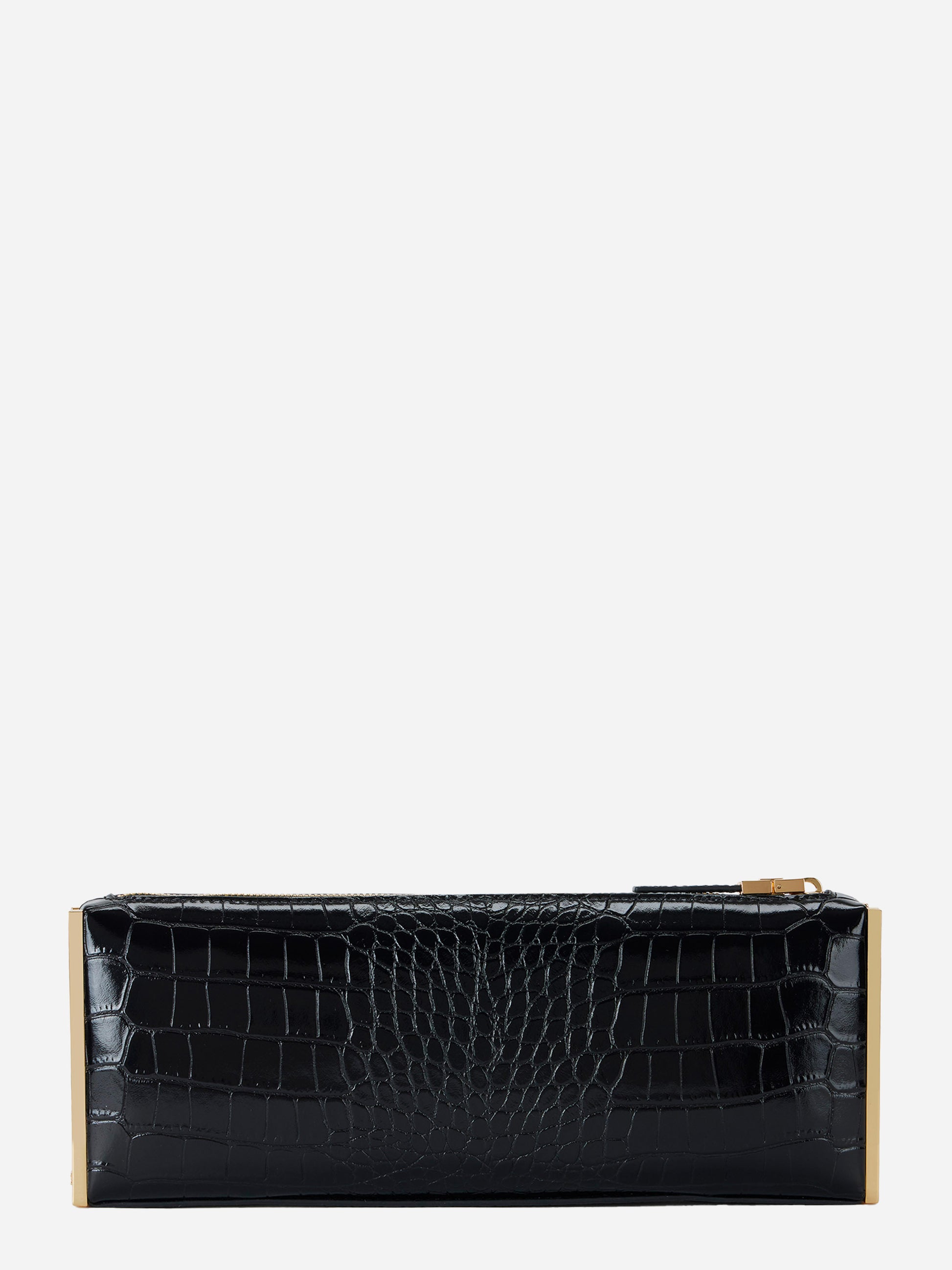 Retro della borsa baguette effetto cocco nera