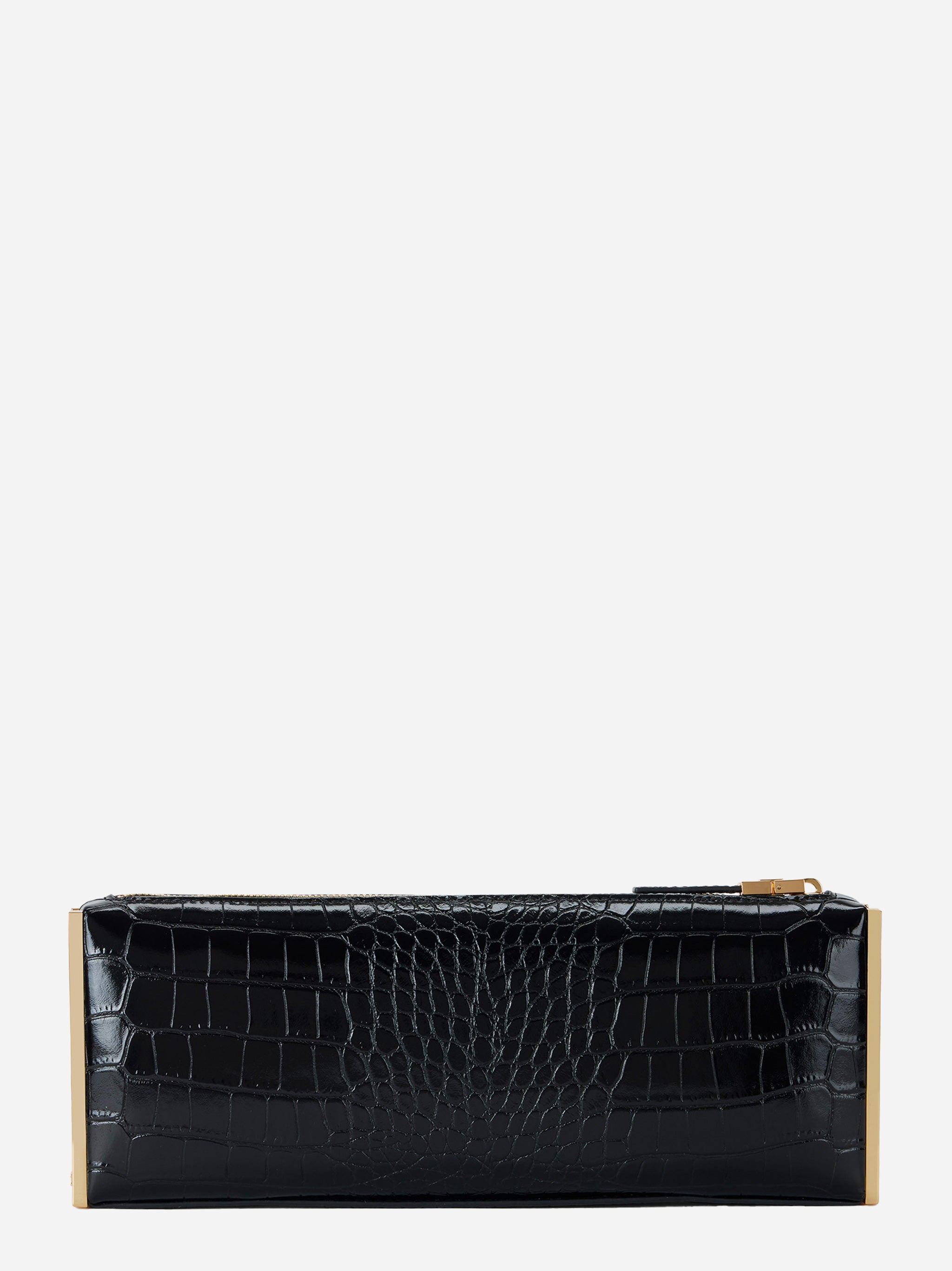 Retro della borsa baguette effetto cocco nera
