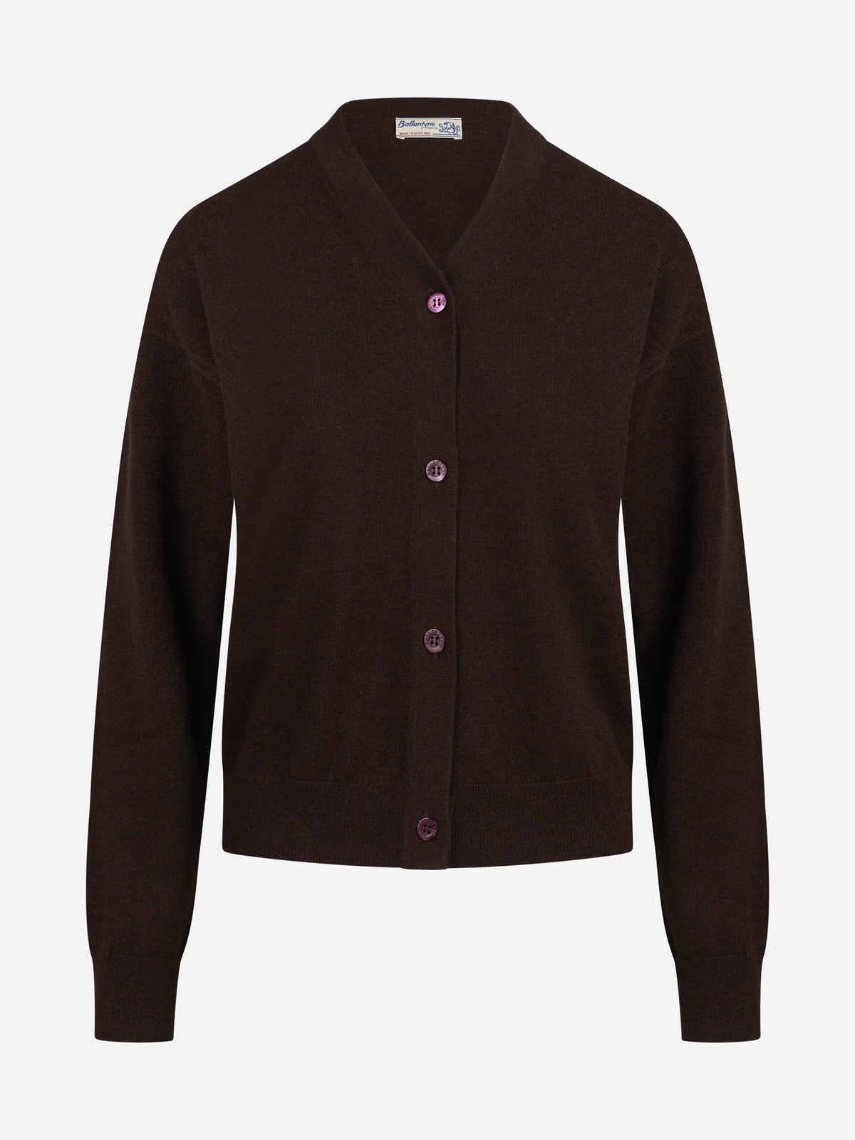 Cardigan con scollo a V in cashmere marrone - vista frontale