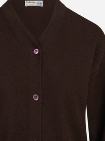 Cardigan con scollo a V in cashmere marrone - dettaglio del prodotto